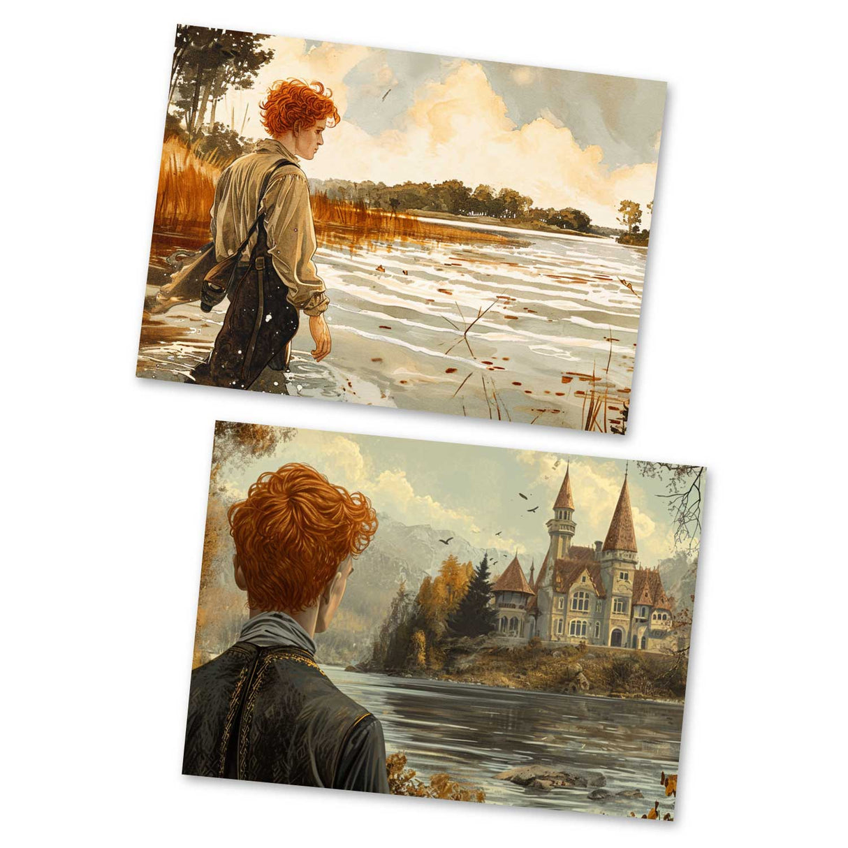 Der verzauberte See Set A6 (15 Cards) Illustriertes irisches Märchen I Gebrüdern Grimm Übersetzung von T. C. Croker als kunstvolles Set