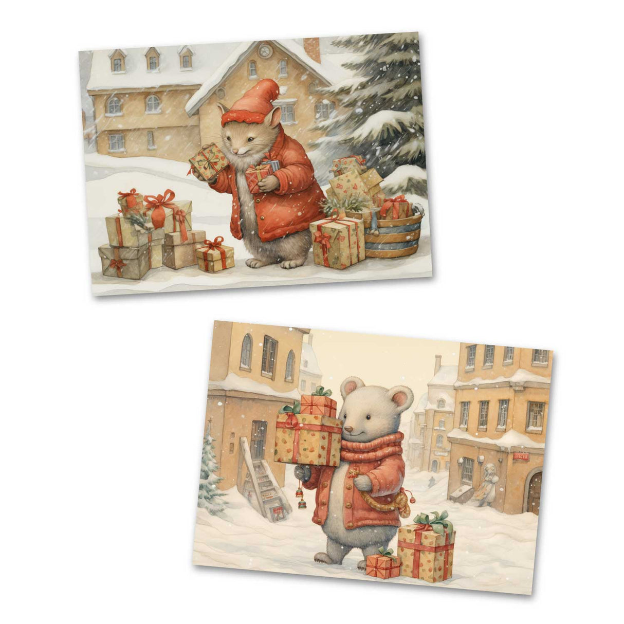 Weihnachten Kinder und Santa Karten Set (10 Karten) | Märchenhafte Weihnachten | Geschenk | kinderbuch Zeichnungen Santa Clause Weihnachten