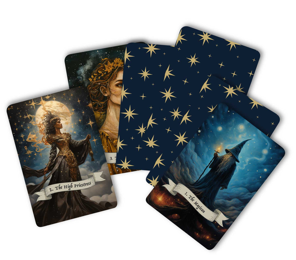 Sternen Tarotkarten im Set (78 Karten) | Tarot Deck mit 78 Tarot Karten in drei größen | deutsch und englisch erhältlich | matt farbdruck