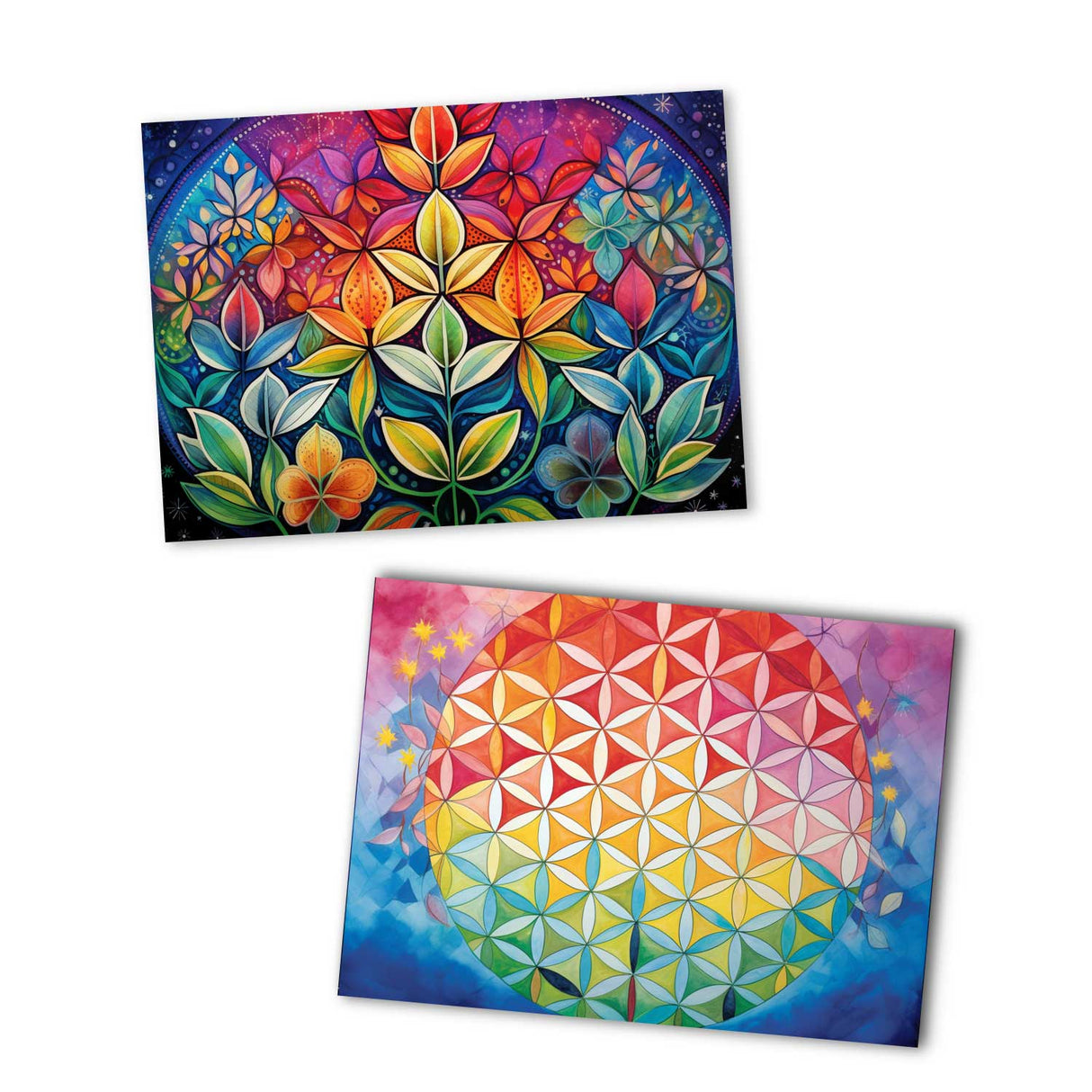 Colorful Flower of Life Card Set (10 cards) | Flower of Life | Poison | Wall Decoration | Image Deco Spiritual | decoration