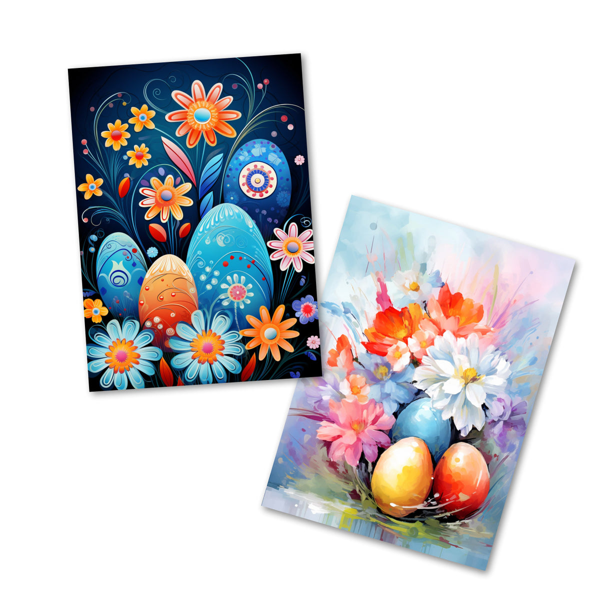 Oster Grußkarten Set V2 (10 Karten) | Kunstvolle Oster Karten | Geschenk | Karte mit Grußbotschaft | Postkarte oder Klappkarte