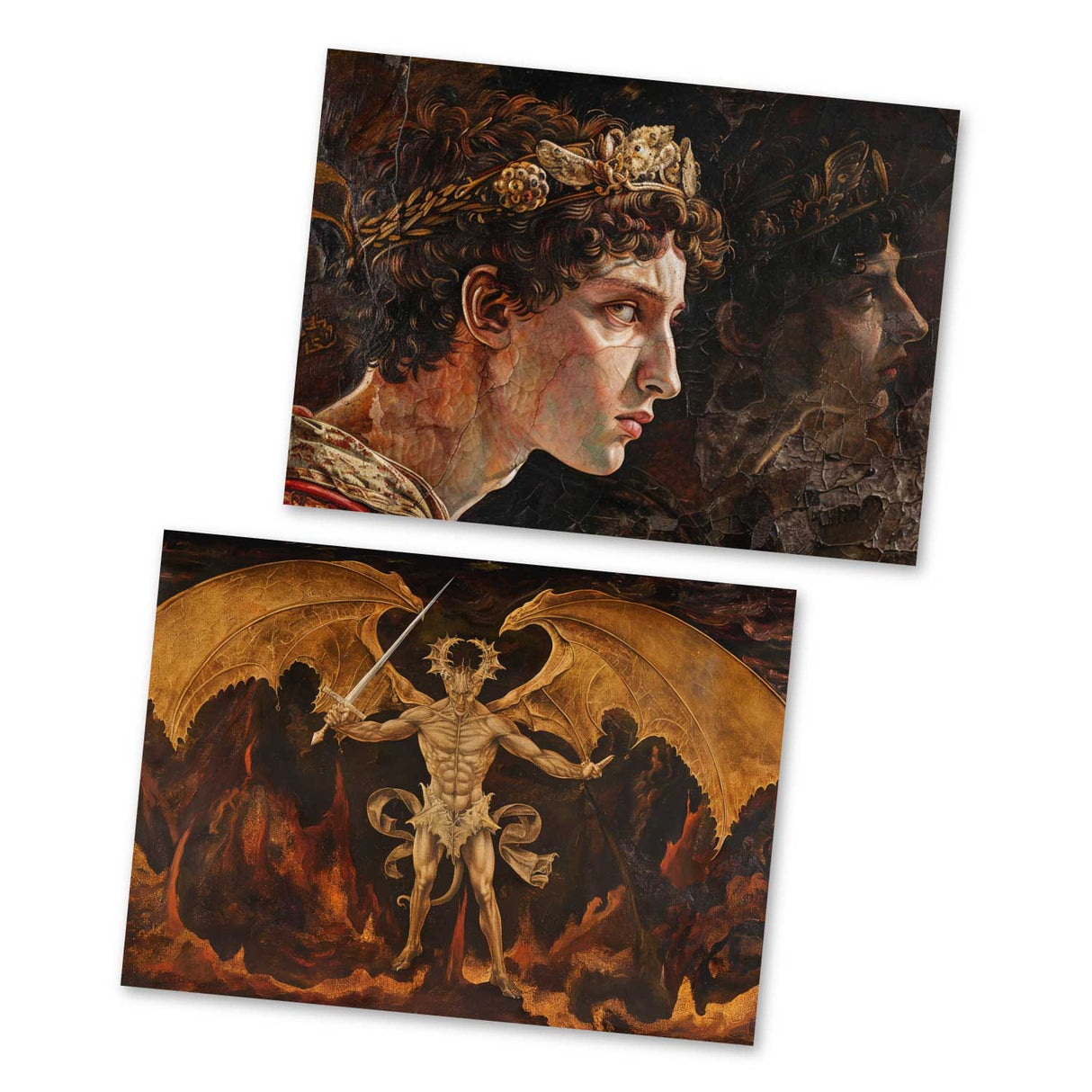 Dantes Inferno Kunstkarten Set (12 Karten) | Kunstvolle Karten | Geschenk | Unterwelt Hölle | Postkarte oder als Klappkarte