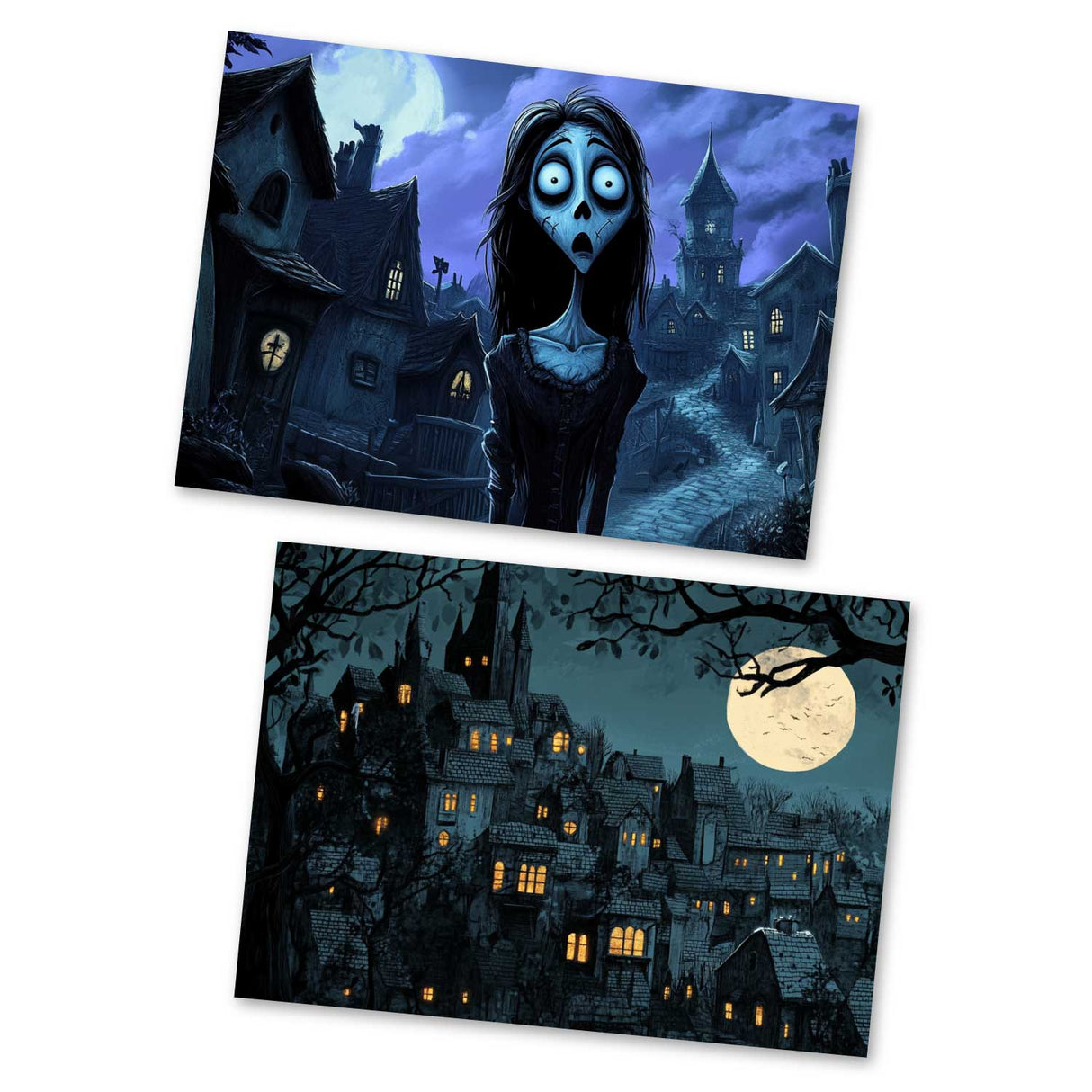Die Leichenbraut Karten Set A6 (15 Cards) Illustriertes Märchen I jüdisches Märchen im Original als kunstvolles Set I Halloween Corpse Bride Creepy Motive