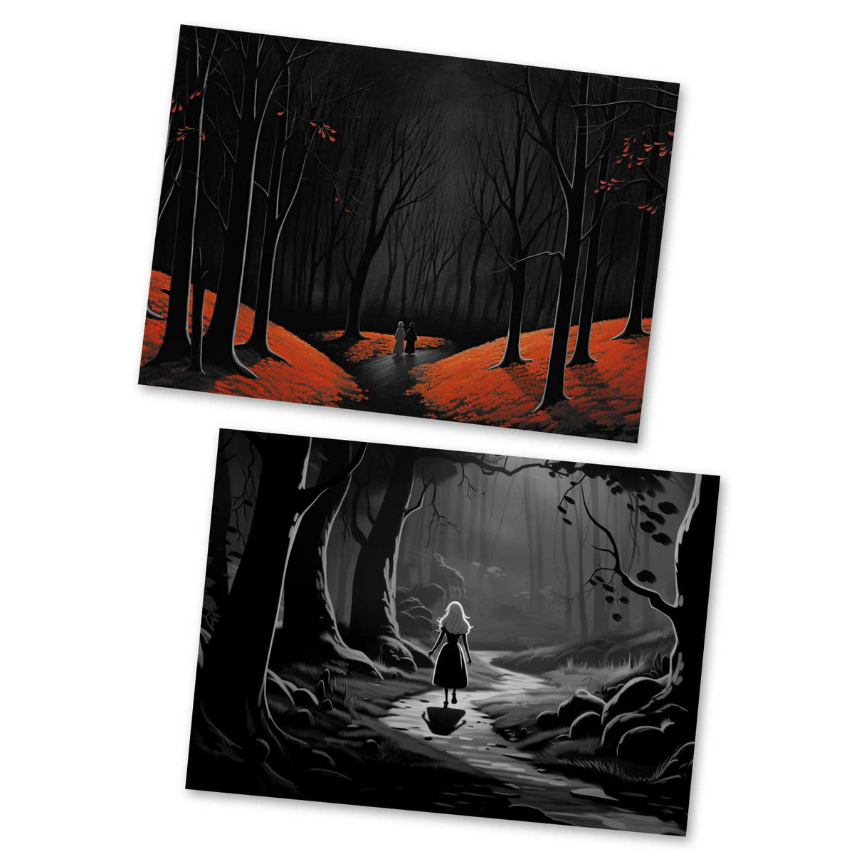 Der Räuberbräutigam Set A6 (15 Cards) Halloween Horror Märchen Film Noir Look I grusselige Horror Karten zum Märchen als kunstvolles Set