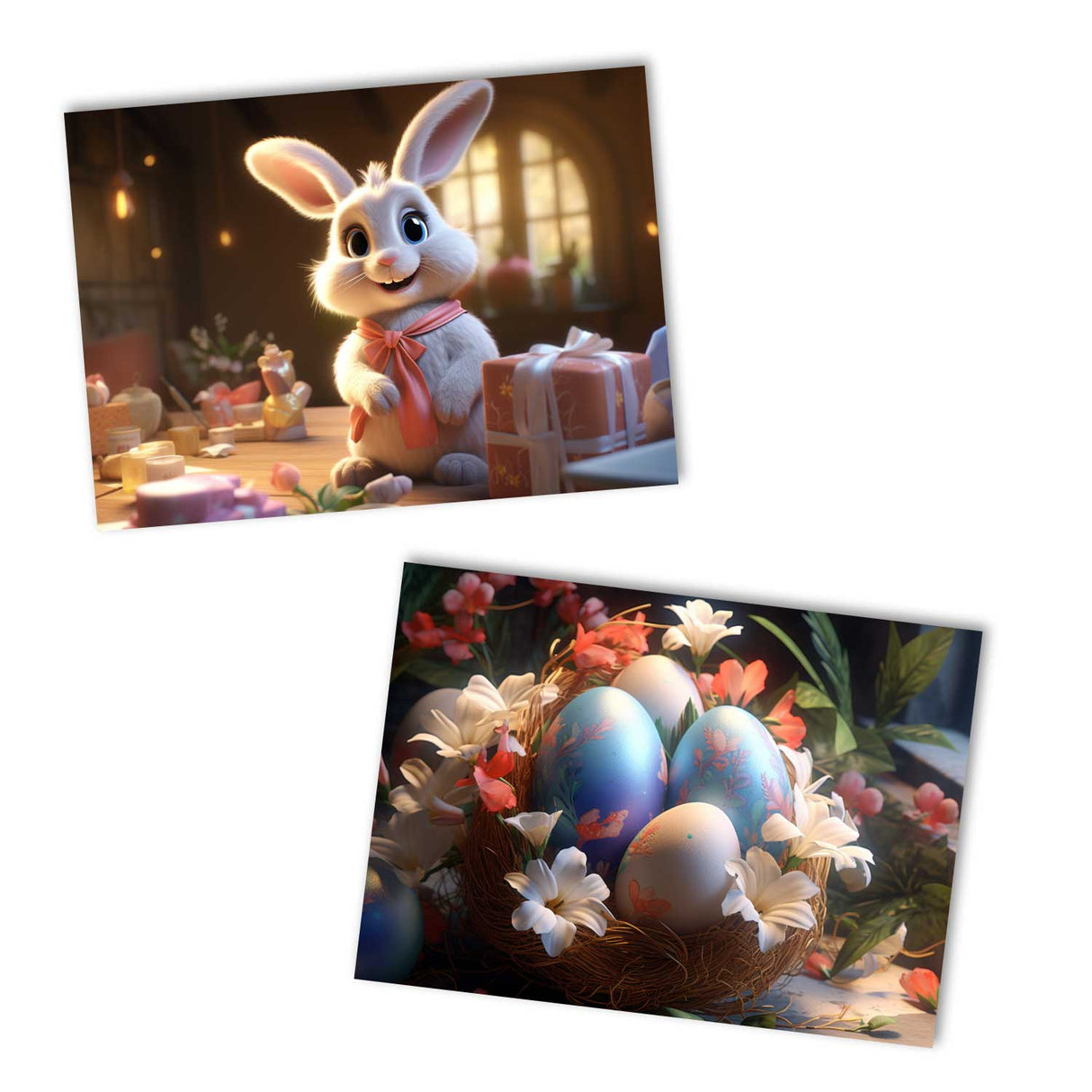 Oster Grußkarten Set (10 Karten) | Kunstvolle Osterkarten | Geschenk | Karte mit Grußbotschaft | Postkarte | Osterfest VOL2 CGI