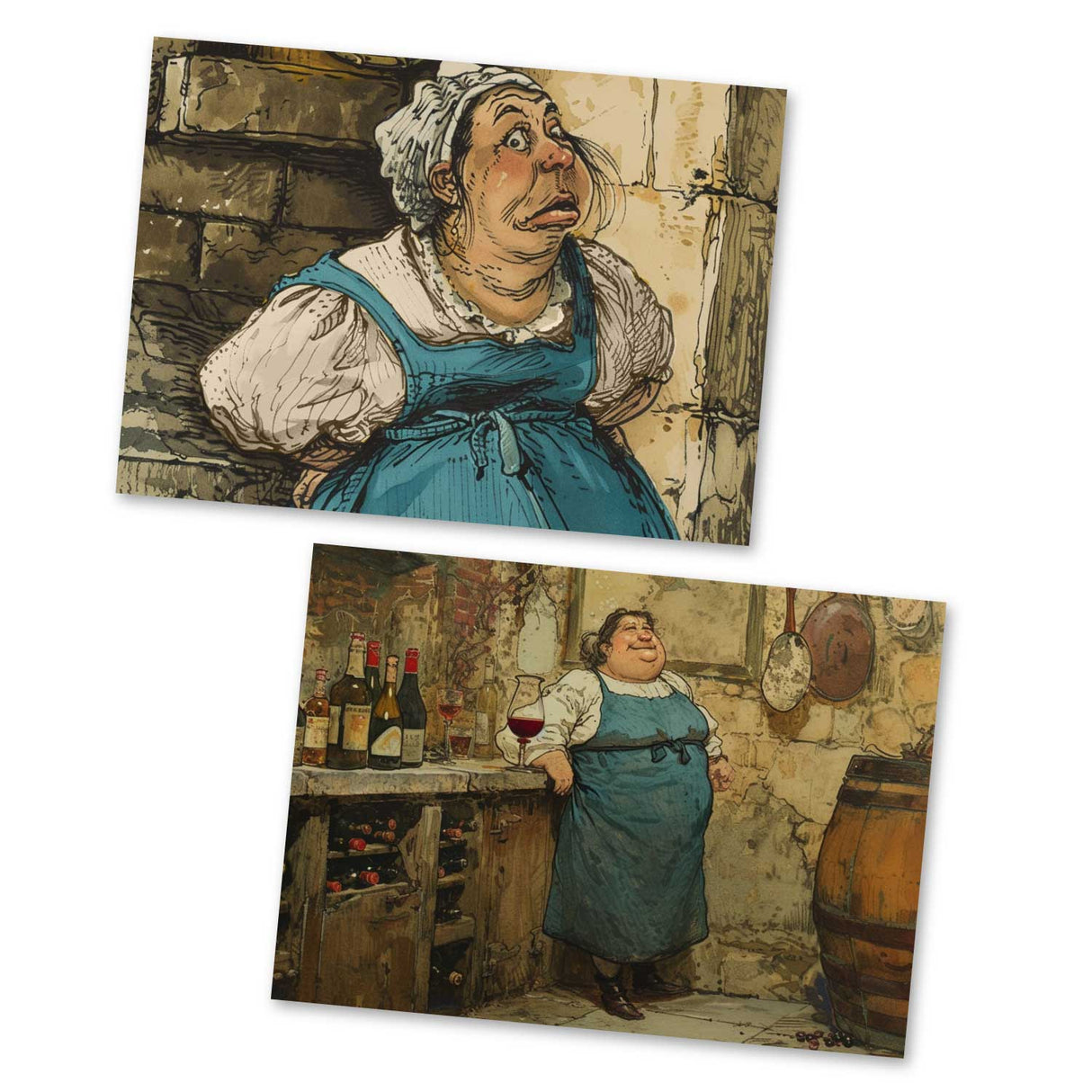 Die kluge Gretel Karten Set A6 (15 Cards) Illustriertes Märchen I von den Gebrüdern Grimm im Original I humorvolle Vintage Karten