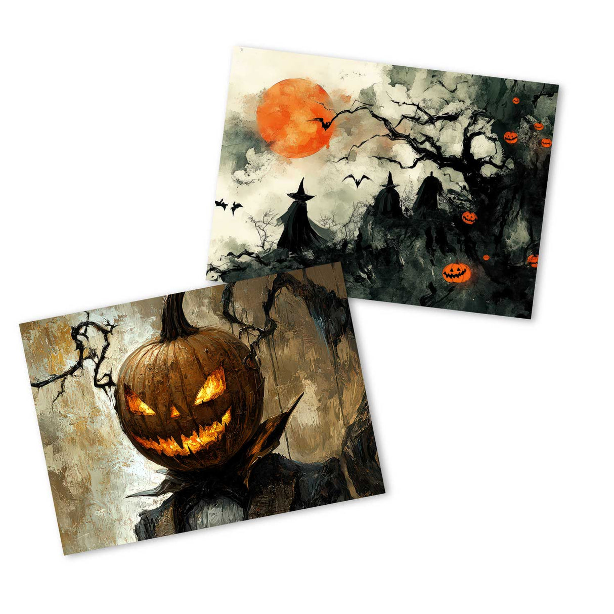 Halloween Karten Set – 12 kunstvolle Grußkarten | Deko Geschenk | Postkarte Klappkarte