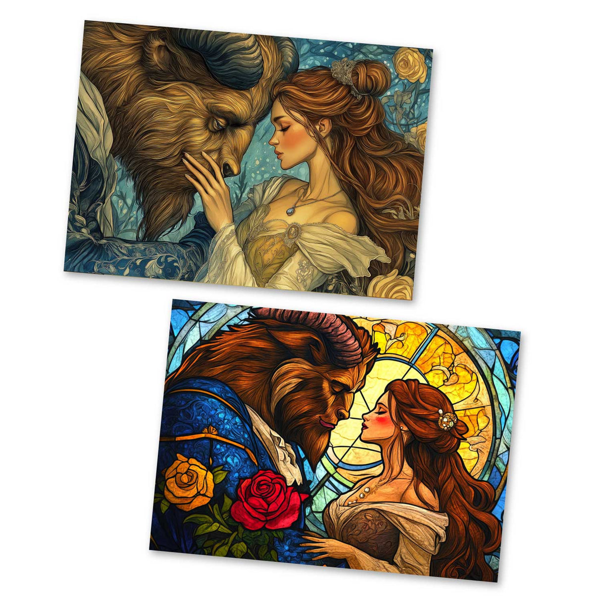 Die Schöne und das Biest Set A6 (15 Cards) kunstvoll Illustrierte Märchen  I im Original als kunstvolles Set