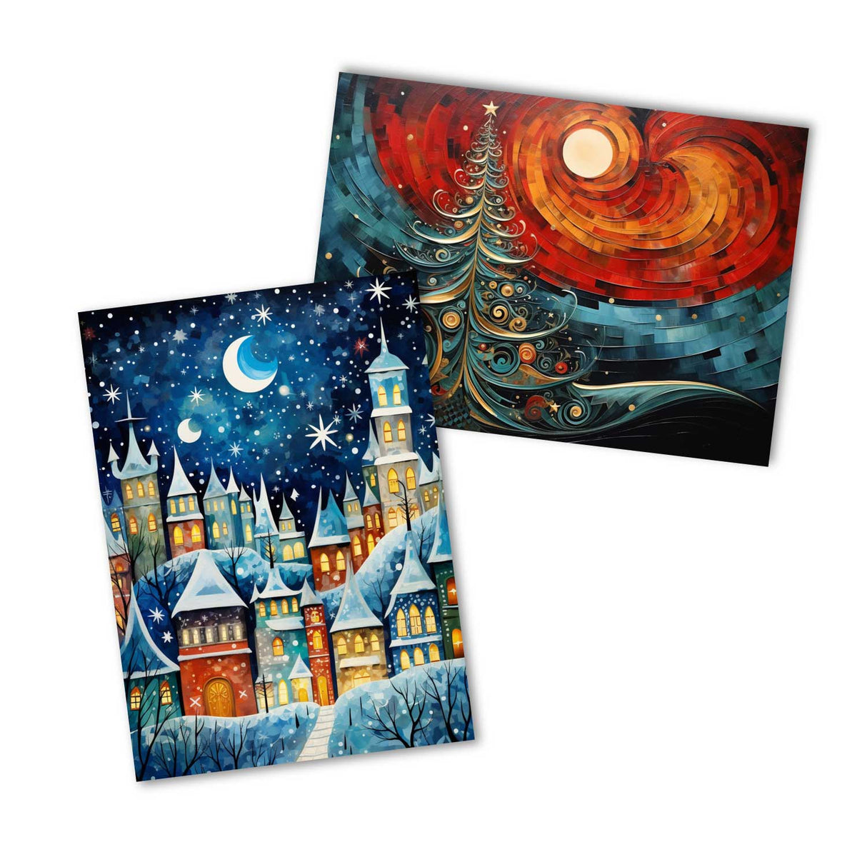 Weihnachten Grußkarten Set V3 (10 Karten) | Kunstvolle Weihnachts Karten | Geschenk | Karte mit Grußbotschaft | Postkarte oder Klappkarte