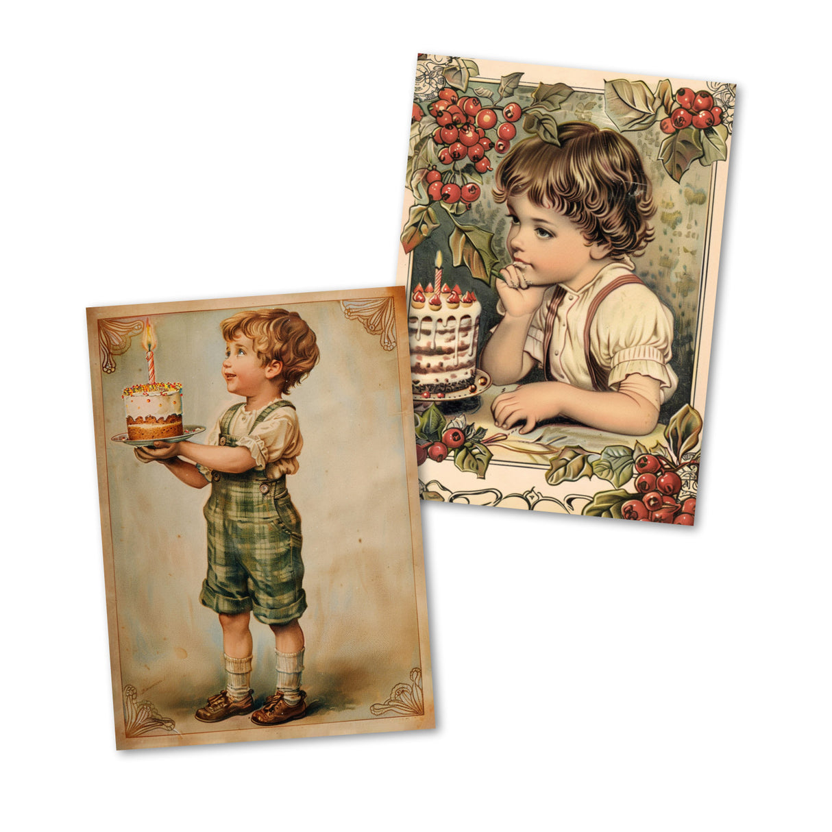 Retro Geburtstagskarten im Jugendstil der 1920 - Grußkarten Set (10 Karten) | Vintage Retro Style 20s | Postkarte oder Klappkarte | Druck