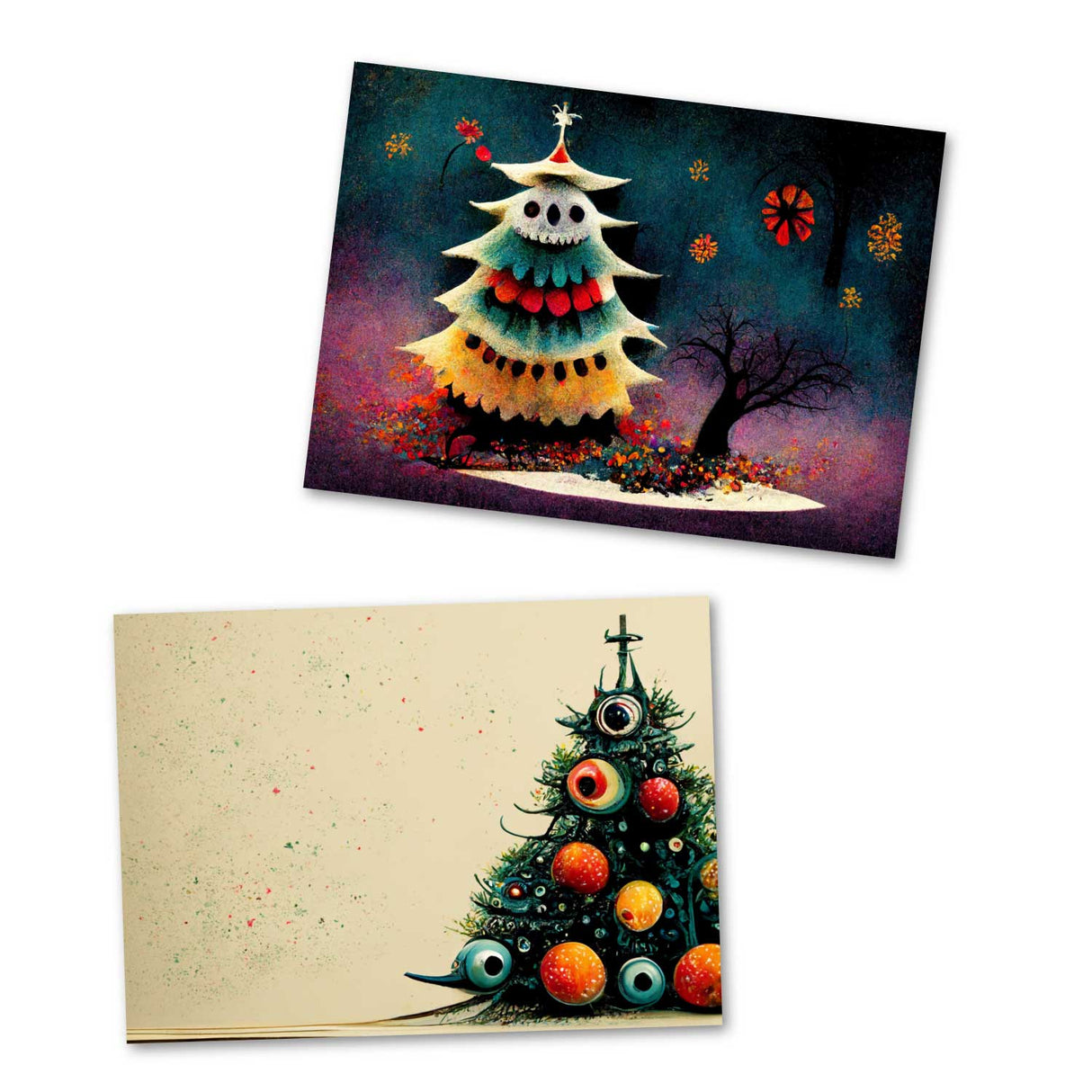 Schaurig schöne Weihnachten Grußkarten Set (10 Karten) | Kunstvolle grusselige Weihnachtskarten | Karte mit Grußbotschaft | Tim Burton Style
