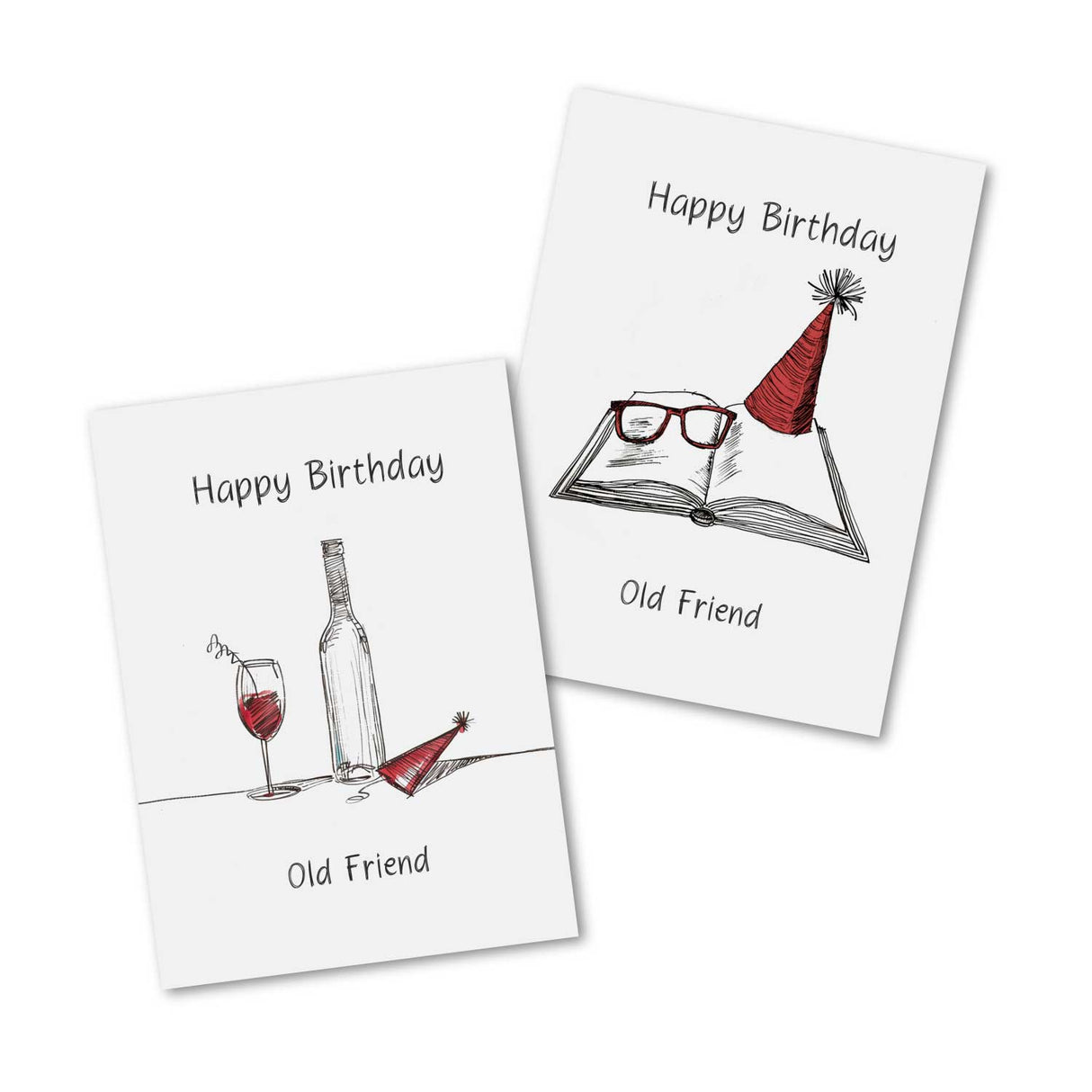 Happy Birthday Old Friend (10 Karten) | Geburtstagskarten für alte Freunde | Geschenk | lustige humorvolle freche Geburtstagskarte Sketch