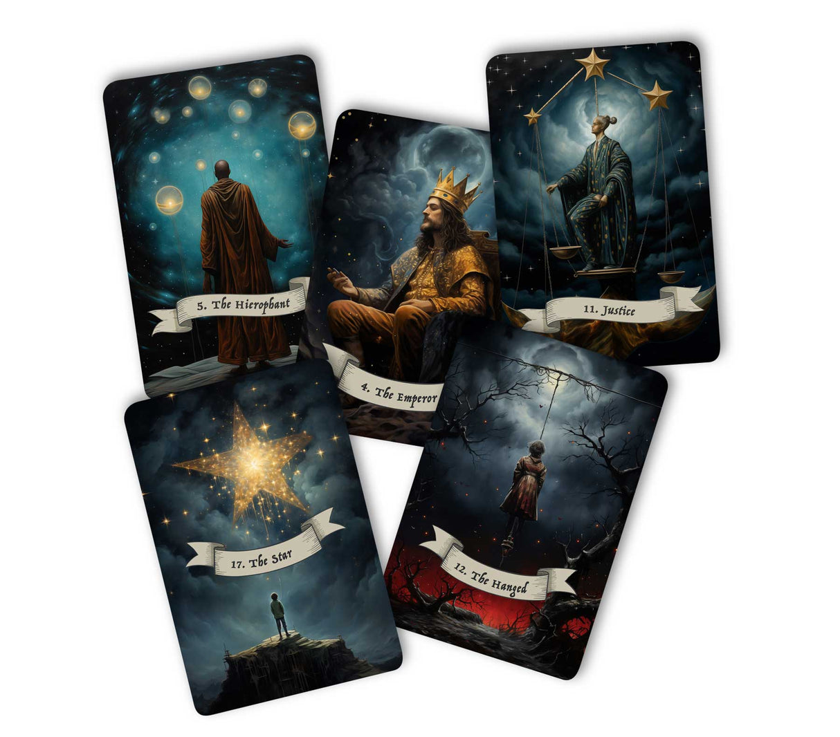 Sternen Tarotkarten im Set (78 Karten) | Tarot Deck mit 78 Tarot Karten in drei größen | deutsch und englisch erhältlich | matt farbdruck