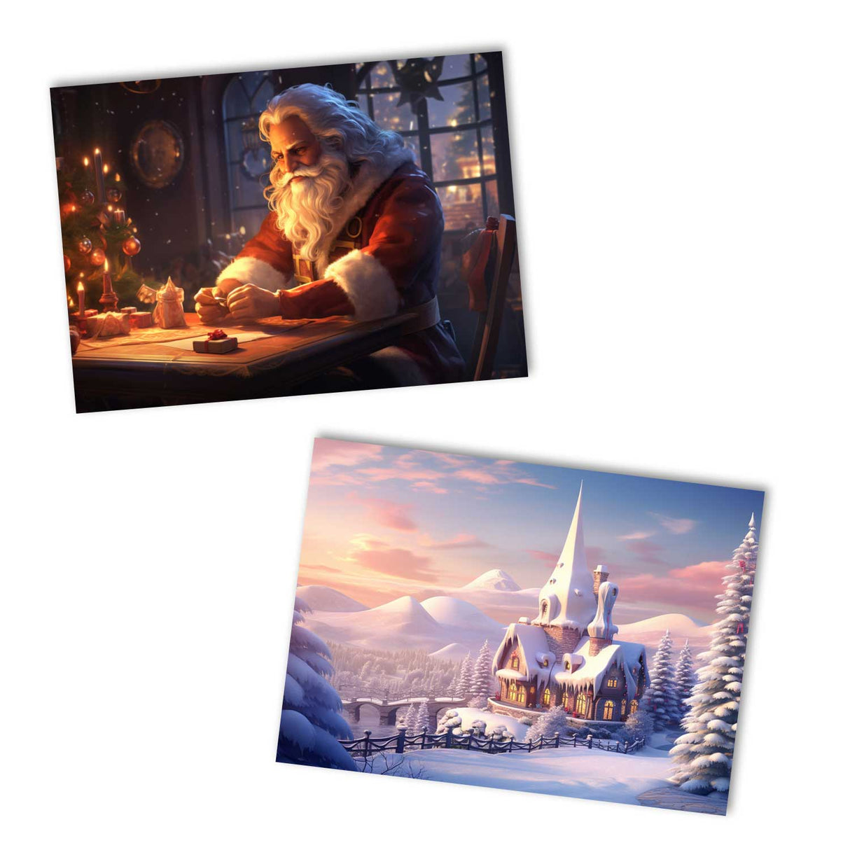 Weihnachten Grußkarten Set (10 Karten) | Kunstvolle Weihnachtskarten | Geschenk | Karte mit Grußbotschaft | Postkarte | Weihnachtsfest VOL 1