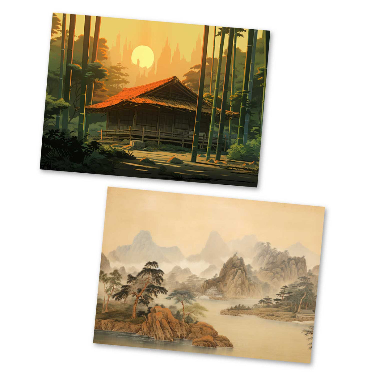 Die Legende der Mondprinzessin Karten Set A6 (15 Cards) japanisches Illustriertes Märchen I Taketori Monogatari I als kunstvolles Set