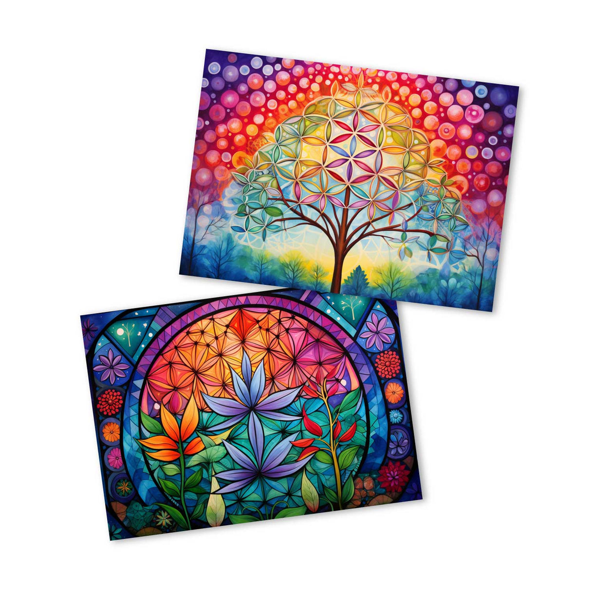 Colorful Flower of Life Card Set (10 cards) | Flower of Life | Poison | Wall Decoration | Image Deco Spiritual | decoration