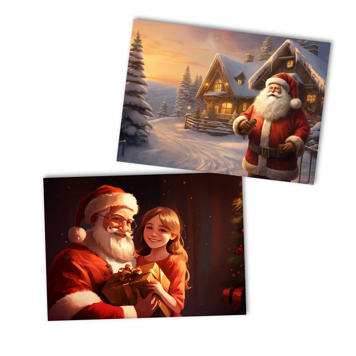 Santa Clause - Christmas Cards (10 cards) | Vintage Christmas | Poison | Watercolor Drawing Santa Claus I Postcard Folding Card