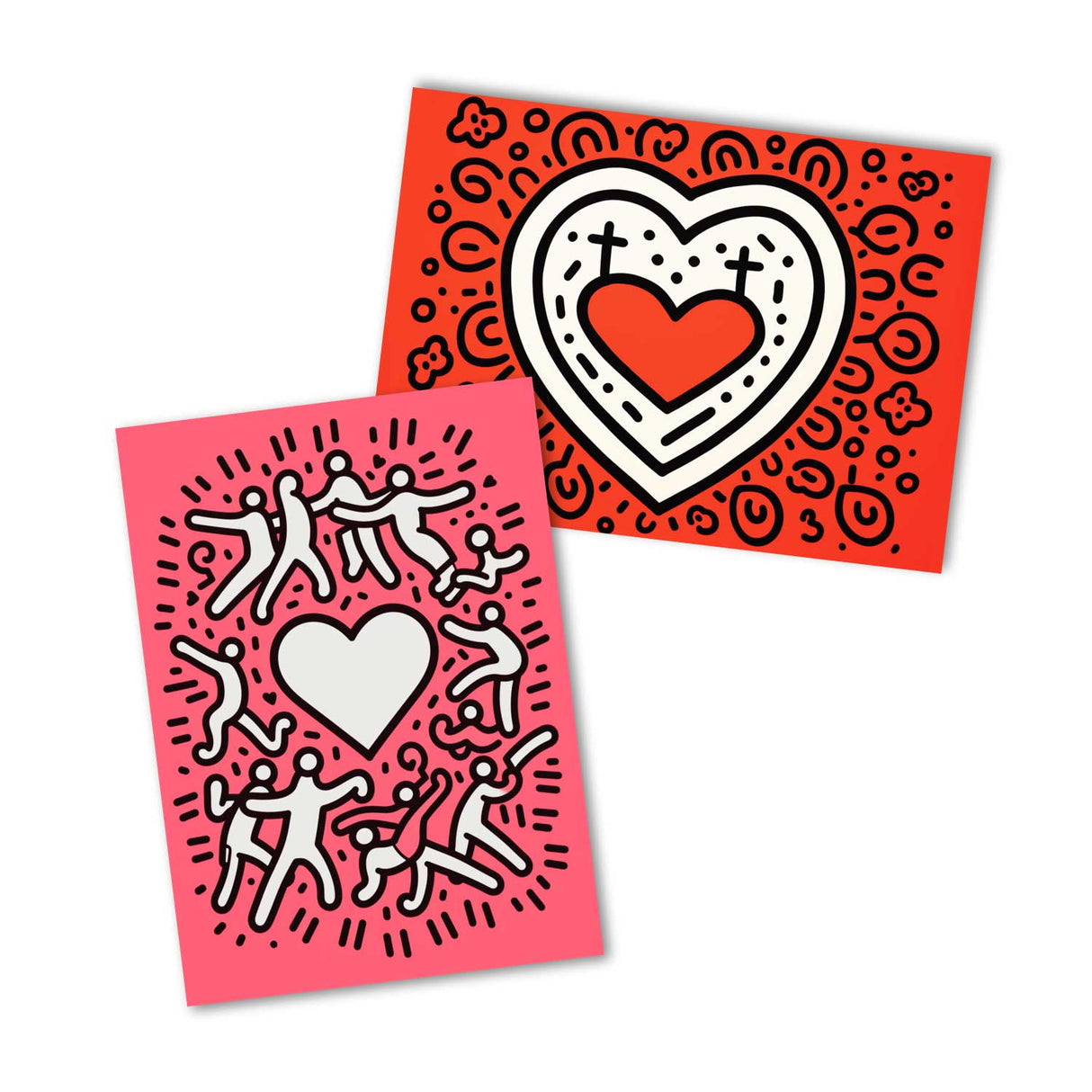 Valentinskarten Liebe Postkarten A6 Set (10 Cards) Keith Haring Style I Karten für Liebesbotschaften