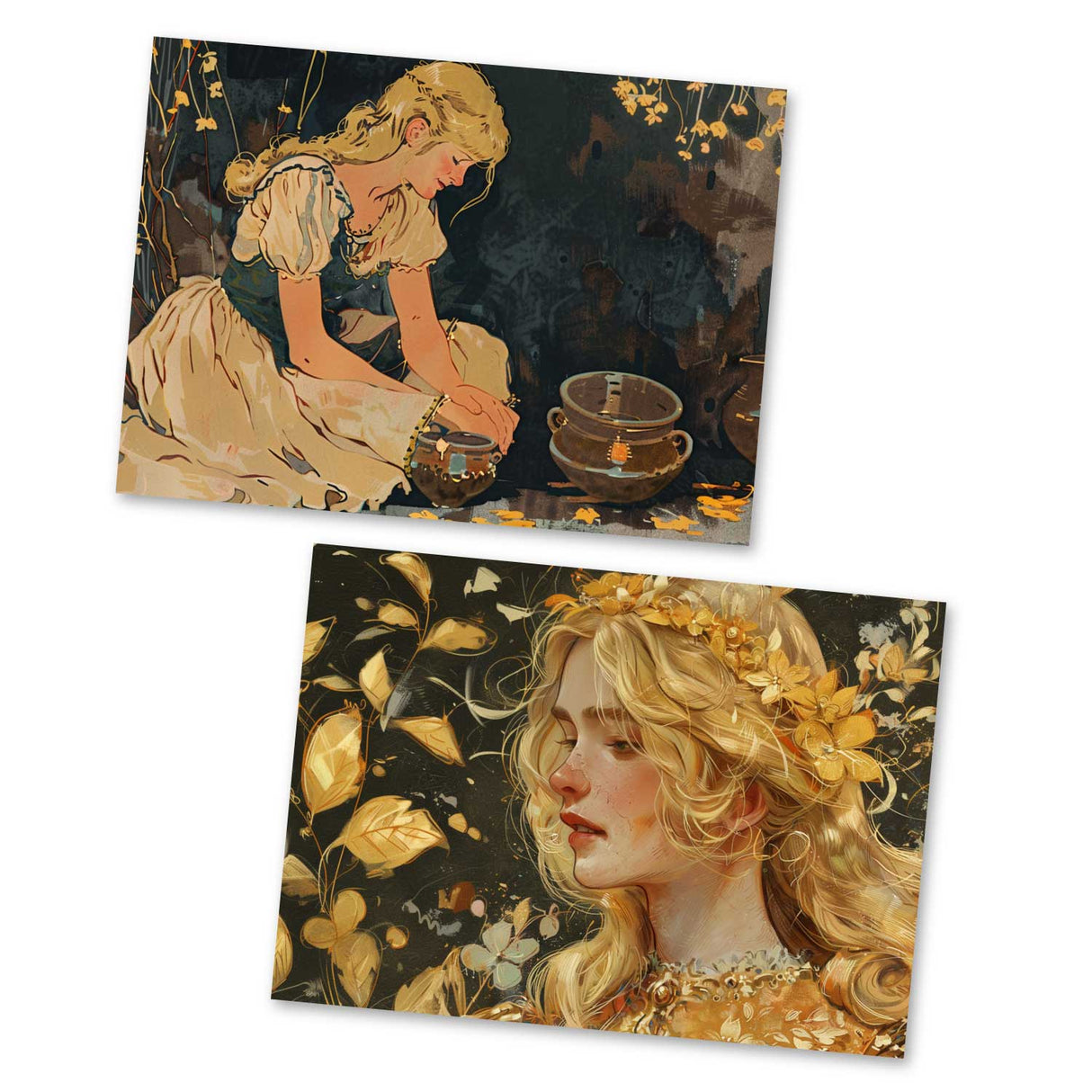 König Drosselbart Set A6 (15 Cards) kunstvoll Illustrierte Märchen I von den Brüdern Grimm im Original als kunstvolles Set