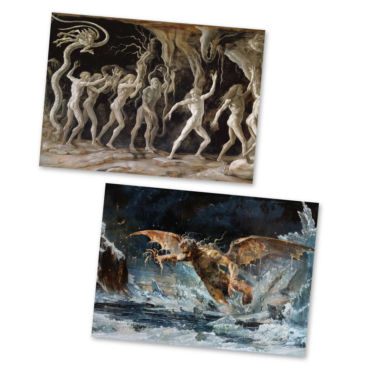 Dantes Inferno Kunstkarten Set (12 Karten) | Kunstvolle Karten | Geschenk | Unterwelt Hölle | Postkarte oder als Klappkarte