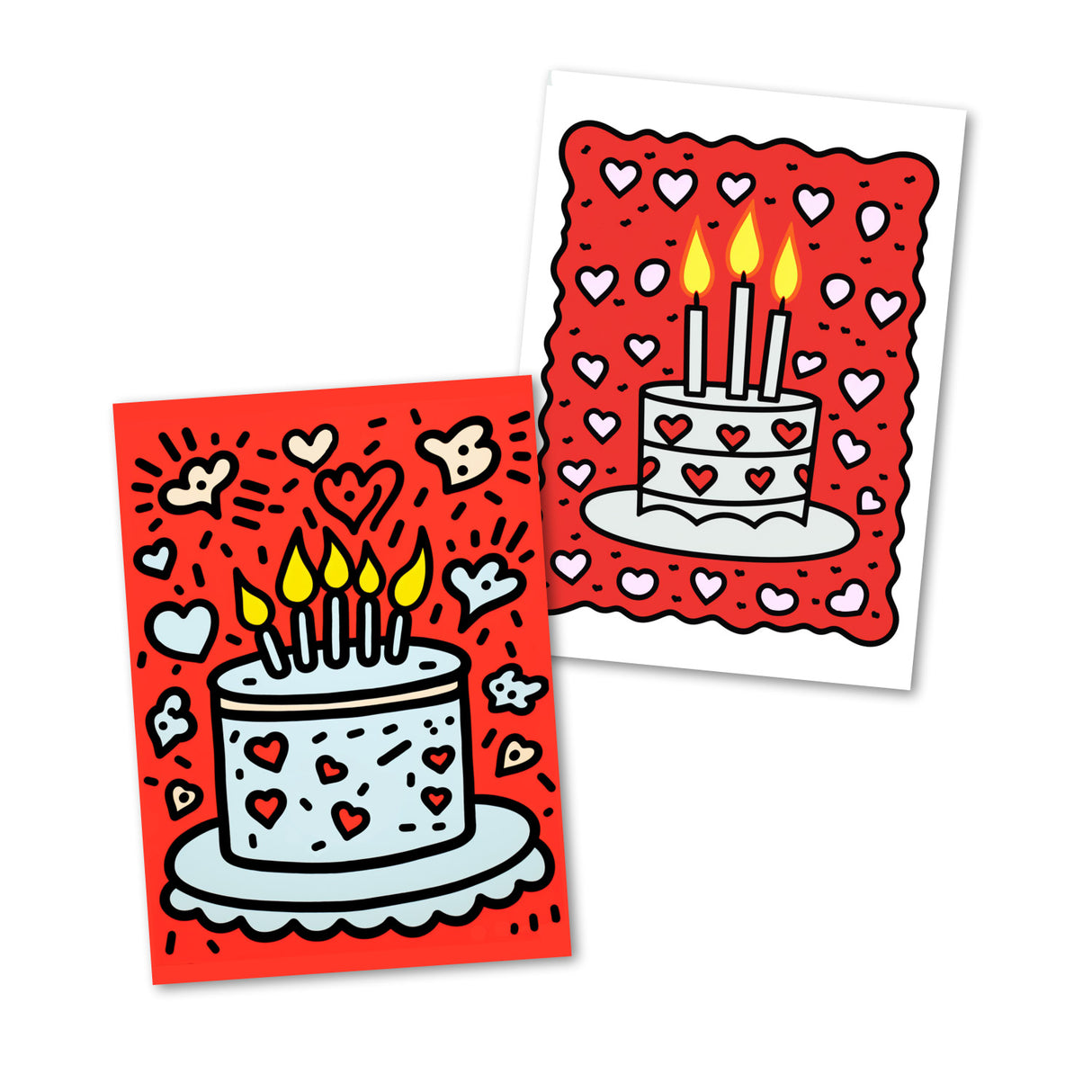 Geburtstagskarten Postkarten A6 Set (10 Cards) Keith Haring Style I Karten zum Geburtstag Klappkarten für Glückwünsche I Happy Birthday