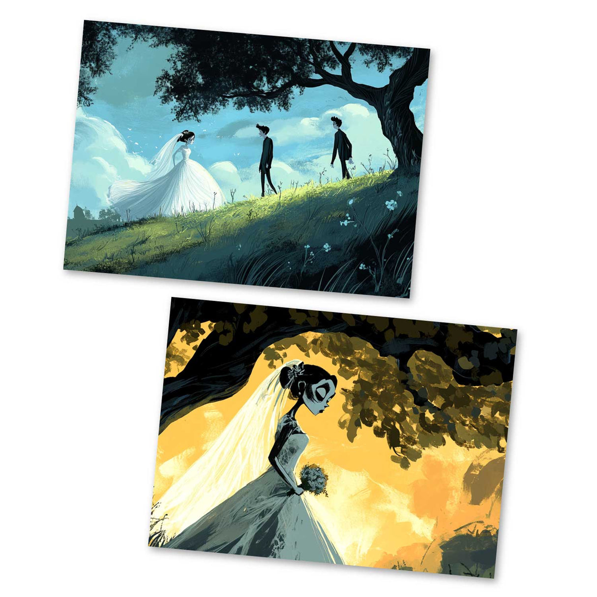 Die Leichenbraut Karten Set A6 (15 Cards) Illustriertes Märchen I jüdisches Märchen im Original als kunstvolles Set I Halloween Corpse Bride Creepy Motive