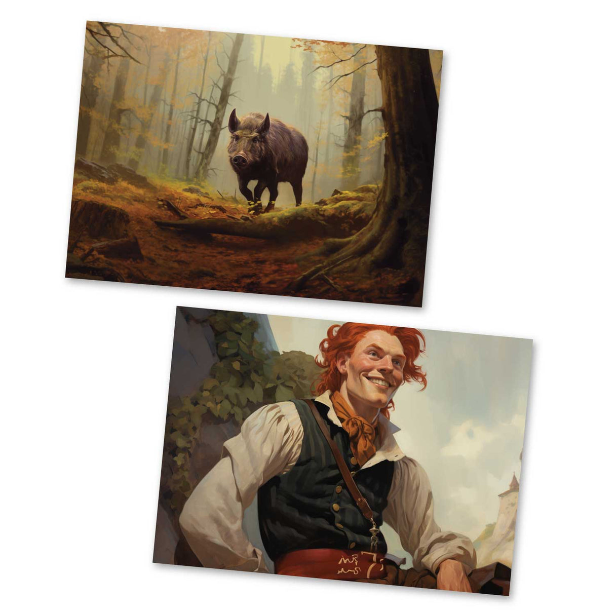 Das tapfere Schneiderlein Set A6 (15 Cards) kunstvoll Illustrierte Märchen I von den Brüdern Grimm im Original als kunstvolles Set