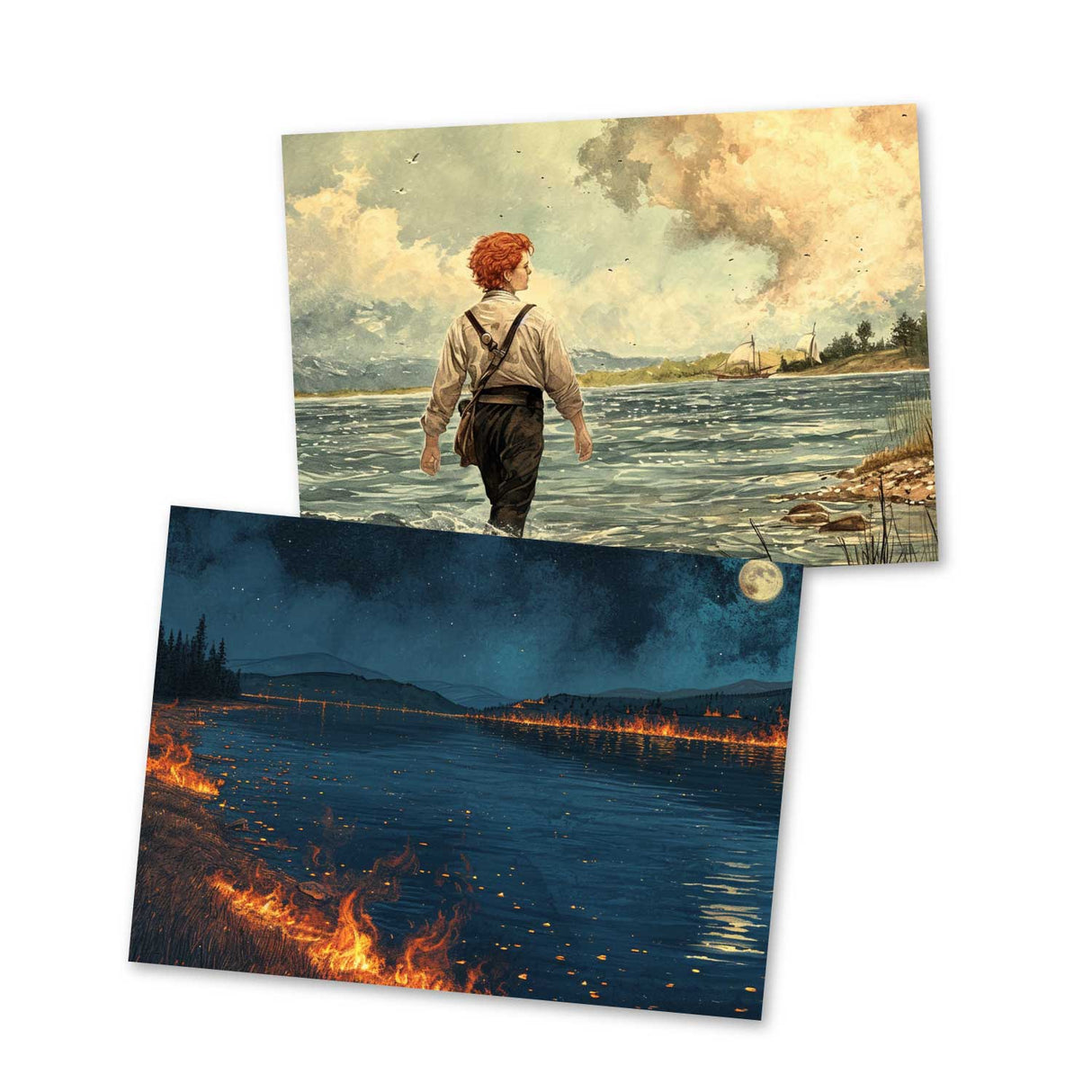 Der verzauberte See Set A6 (15 Cards) Illustriertes irisches Märchen I Gebrüdern Grimm Übersetzung von T. C. Croker als kunstvolles Set