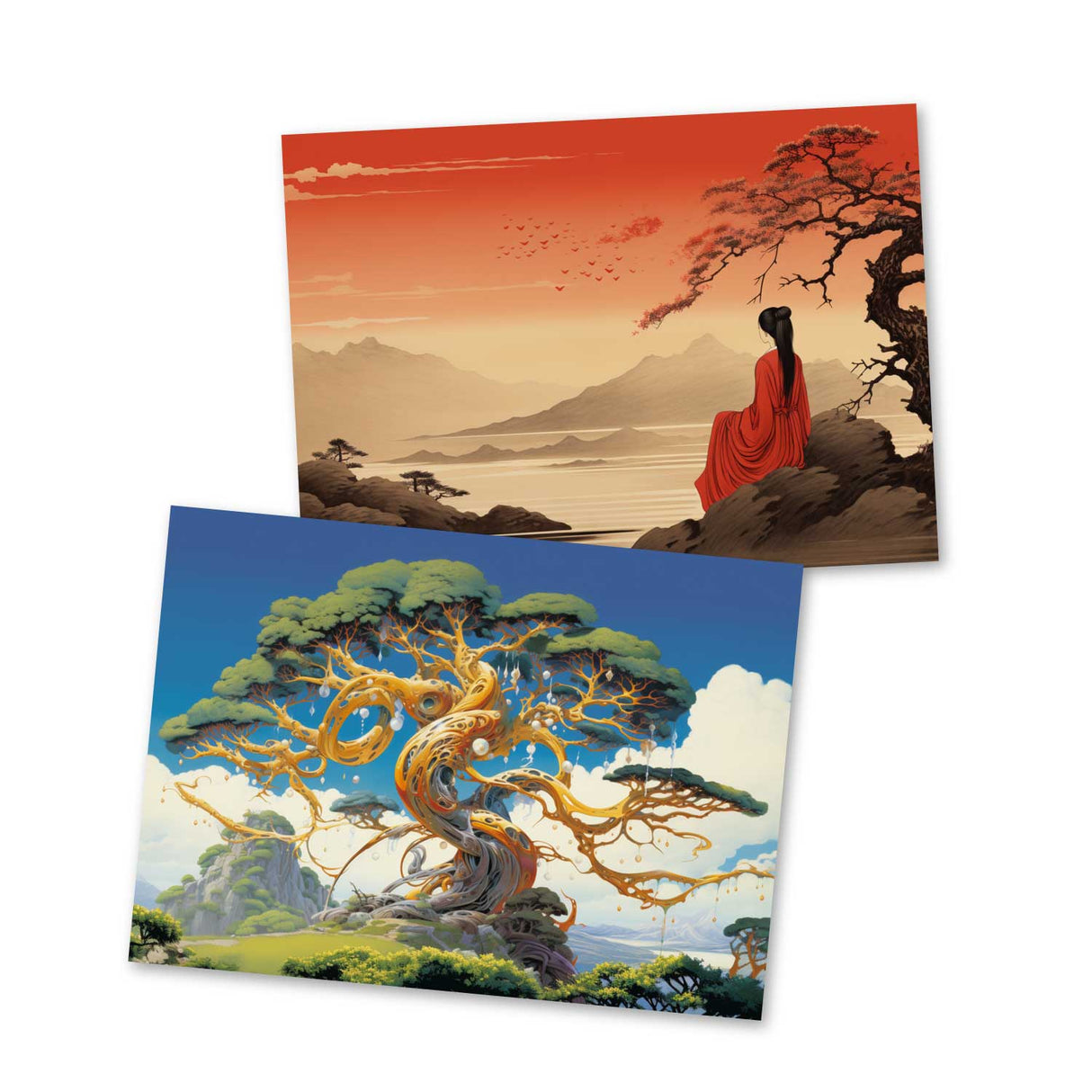 Die Legende der Mondprinzessin Karten Set A6 (15 Cards) japanisches Illustriertes Märchen I Taketori Monogatari I als kunstvolles Set