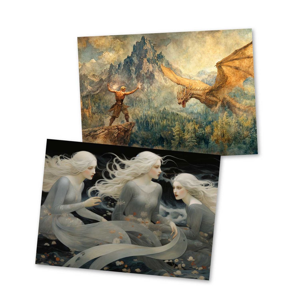 Das Rheingold - Der Ring der Nibelungen Karten Set A6 (15 Cards) klassisch Illustrierte Legende I Rheingold I kunstvolles Set