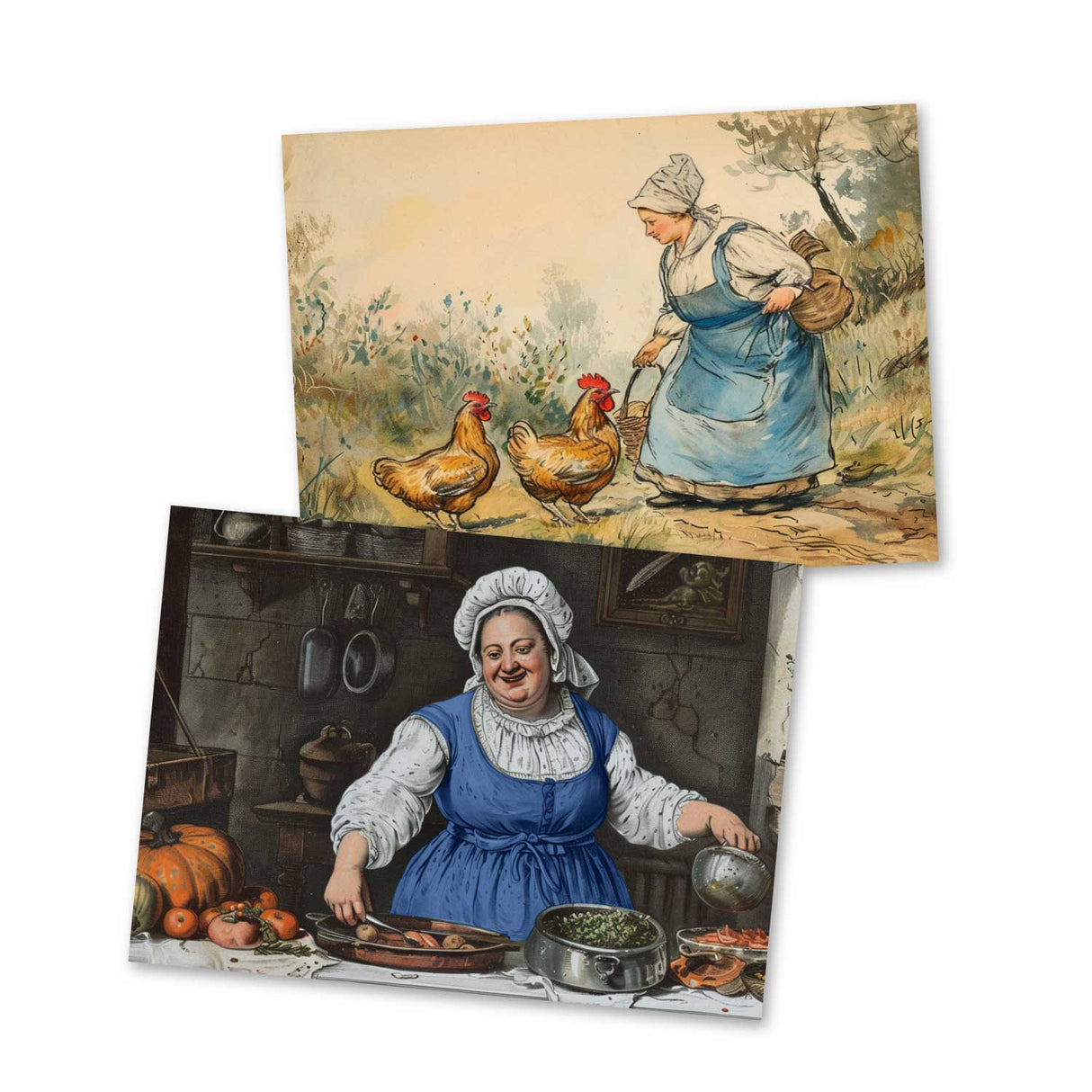 Die kluge Gretel Karten Set A6 (15 Cards) Illustriertes Märchen I von den Gebrüdern Grimm im Original I humorvolle Vintage Karten