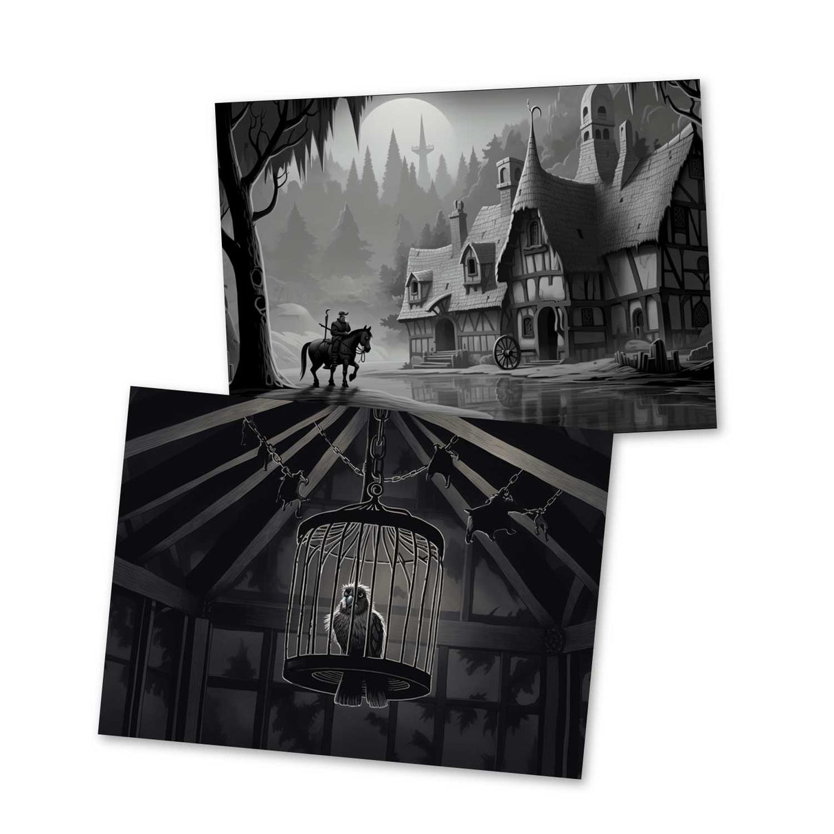 Der Räuberbräutigam Set A6 (15 Cards) Halloween Horror Märchen Film Noir Look I grusselige Horror Karten zum Märchen als kunstvolles Set