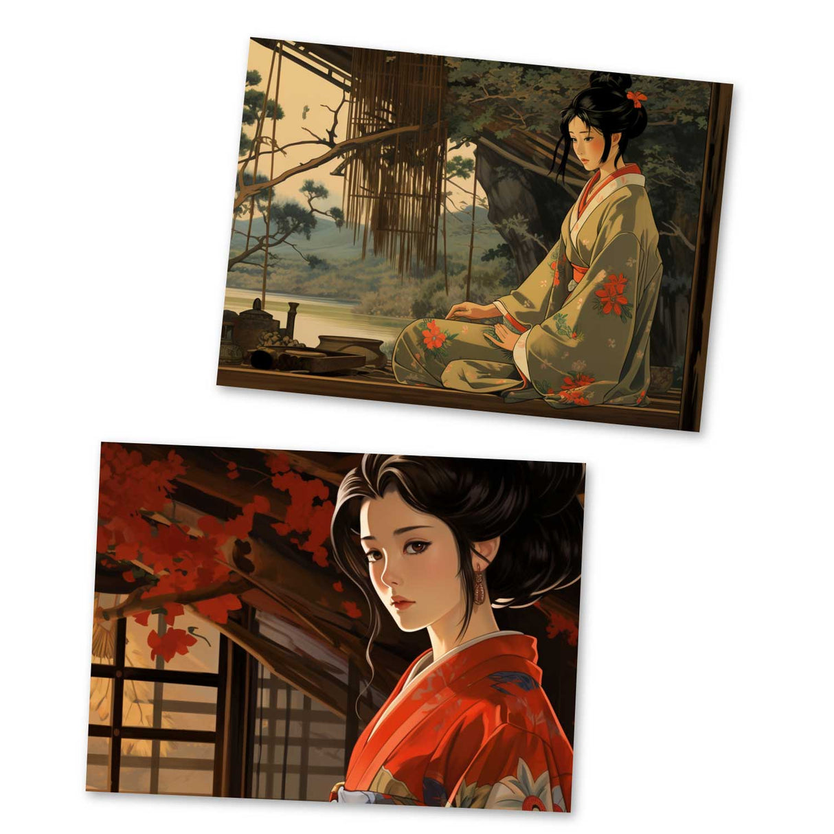 Die Legende der Mondprinzessin Karten Set A6 (15 Cards) japanisches Illustriertes Märchen I Taketori Monogatari I als kunstvolles Set