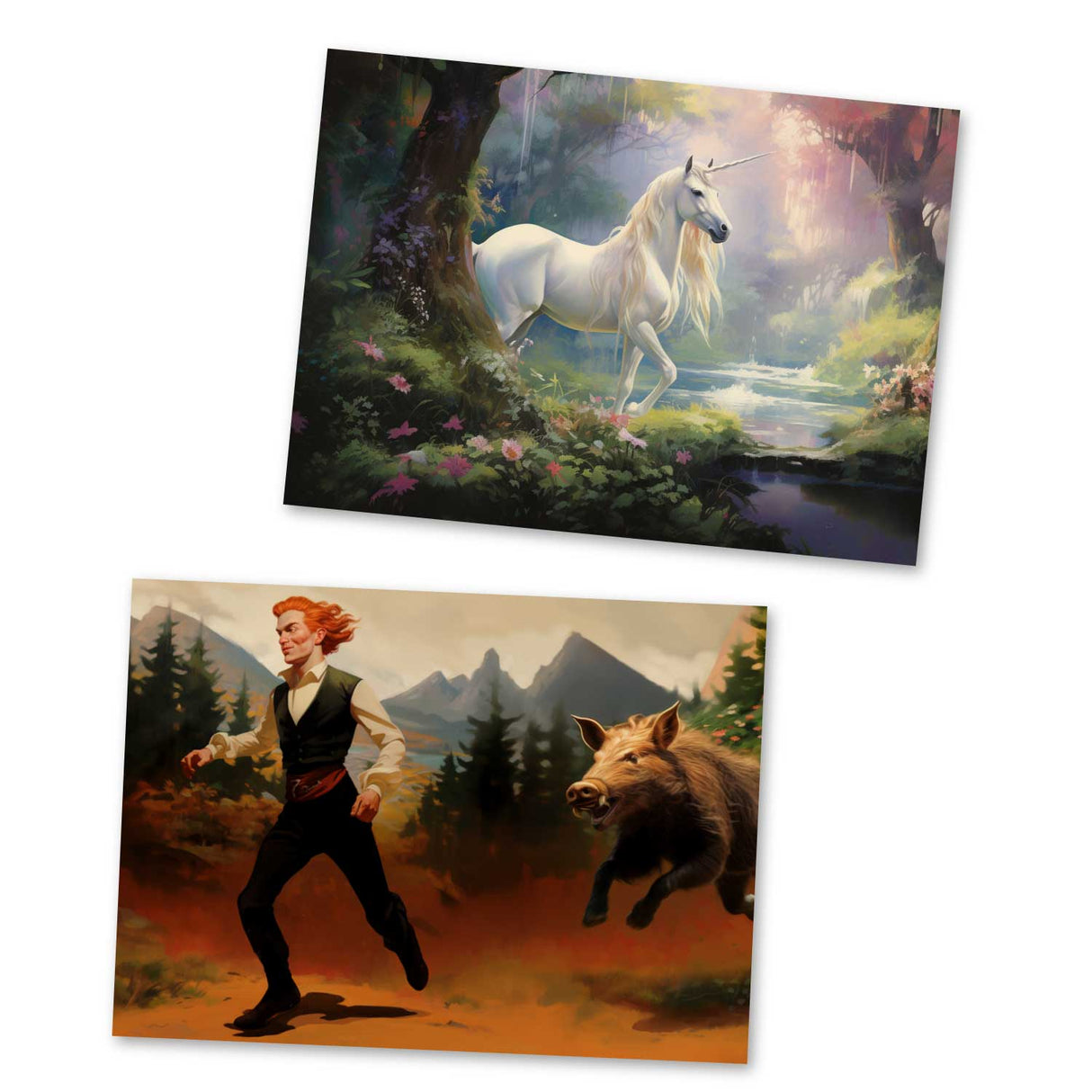 Das tapfere Schneiderlein Set A6 (15 Cards) kunstvoll Illustrierte Märchen I von den Brüdern Grimm im Original als kunstvolles Set