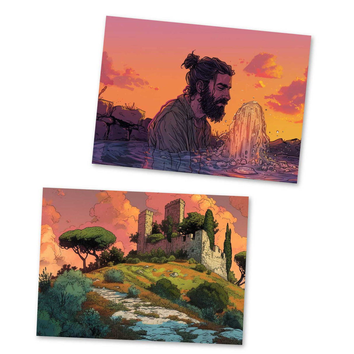 Der Brunnen des wahren Glücks Karten Set A6 (15 Cards) Illustriertes Harry Potter Märchen von Beedle dem Barden I Fantasy Postkarten