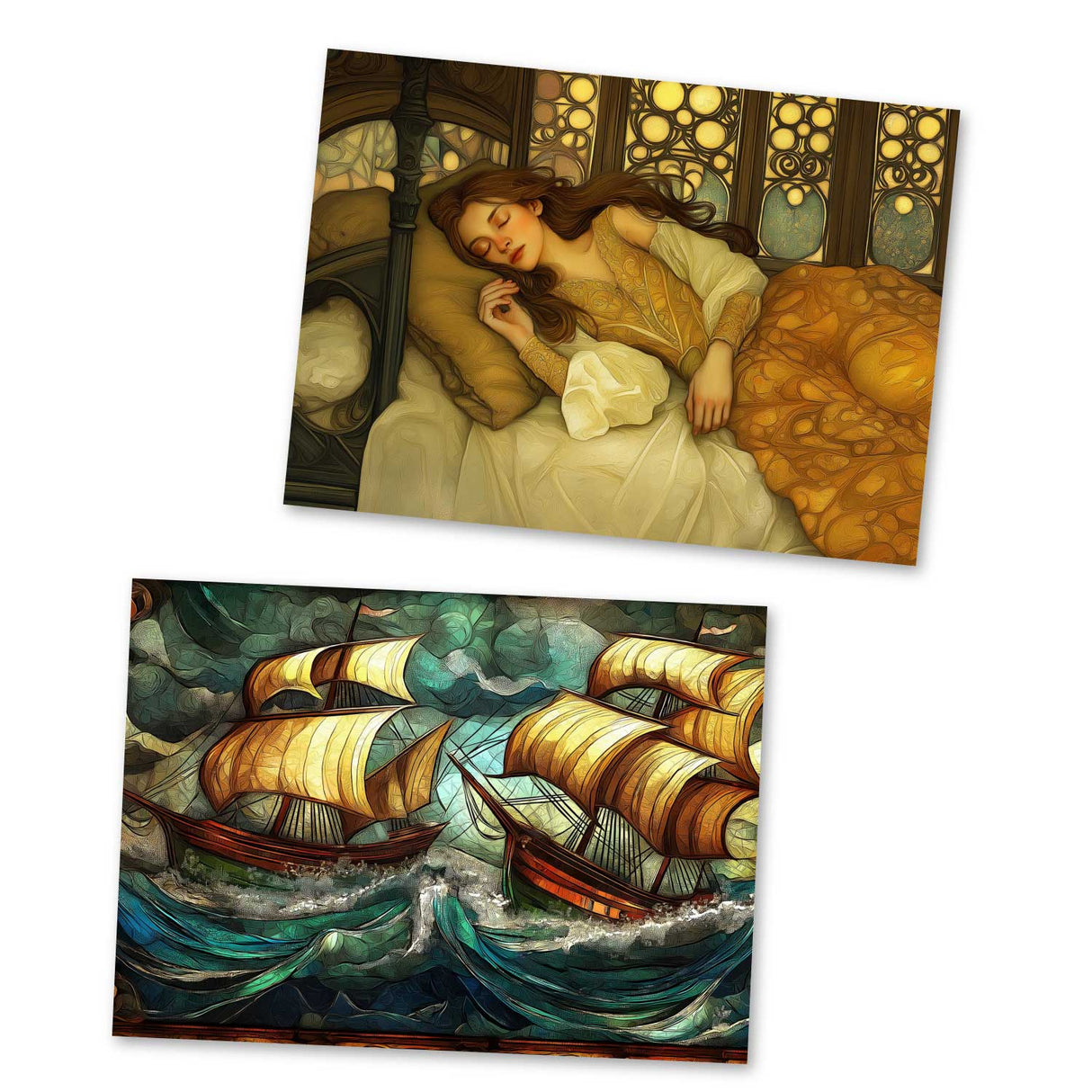 Die Schöne und das Biest Set A6 (15 Cards) kunstvoll Illustrierte Märchen  I im Original als kunstvolles Set