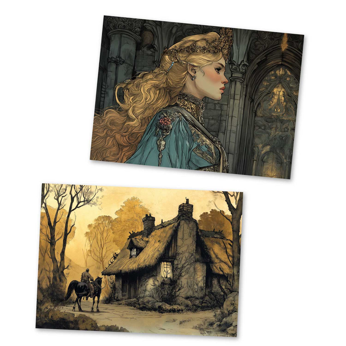 Das Rätsel Karten Set A6 (15 Cards) Illustrierte Märchen Zeichnung I von den Brüdern Grimm im Original