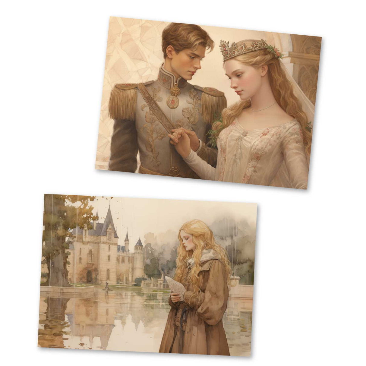 Die Prinzessin auf der Erbse Set A6 (15 Cards) kunstvoll Illustrierte Märchen I von H.C. Andersen im Original als kunstvolles Set