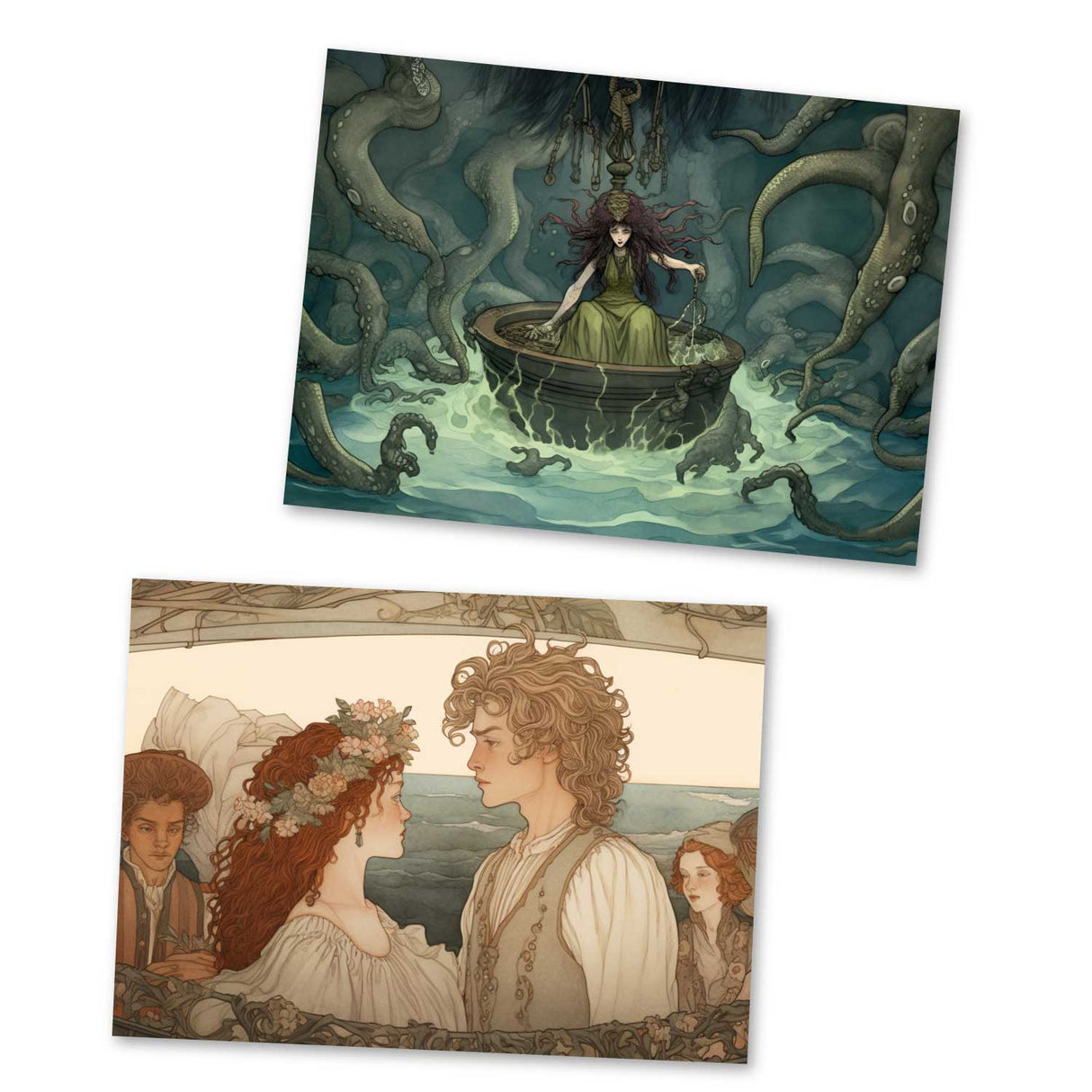Die kleine Meerjungfrau Karten Set A6 (15 Cards) Illustrierte Märchen im Jugendstil I von H.C. Andersen im Original als kunstvolles Set