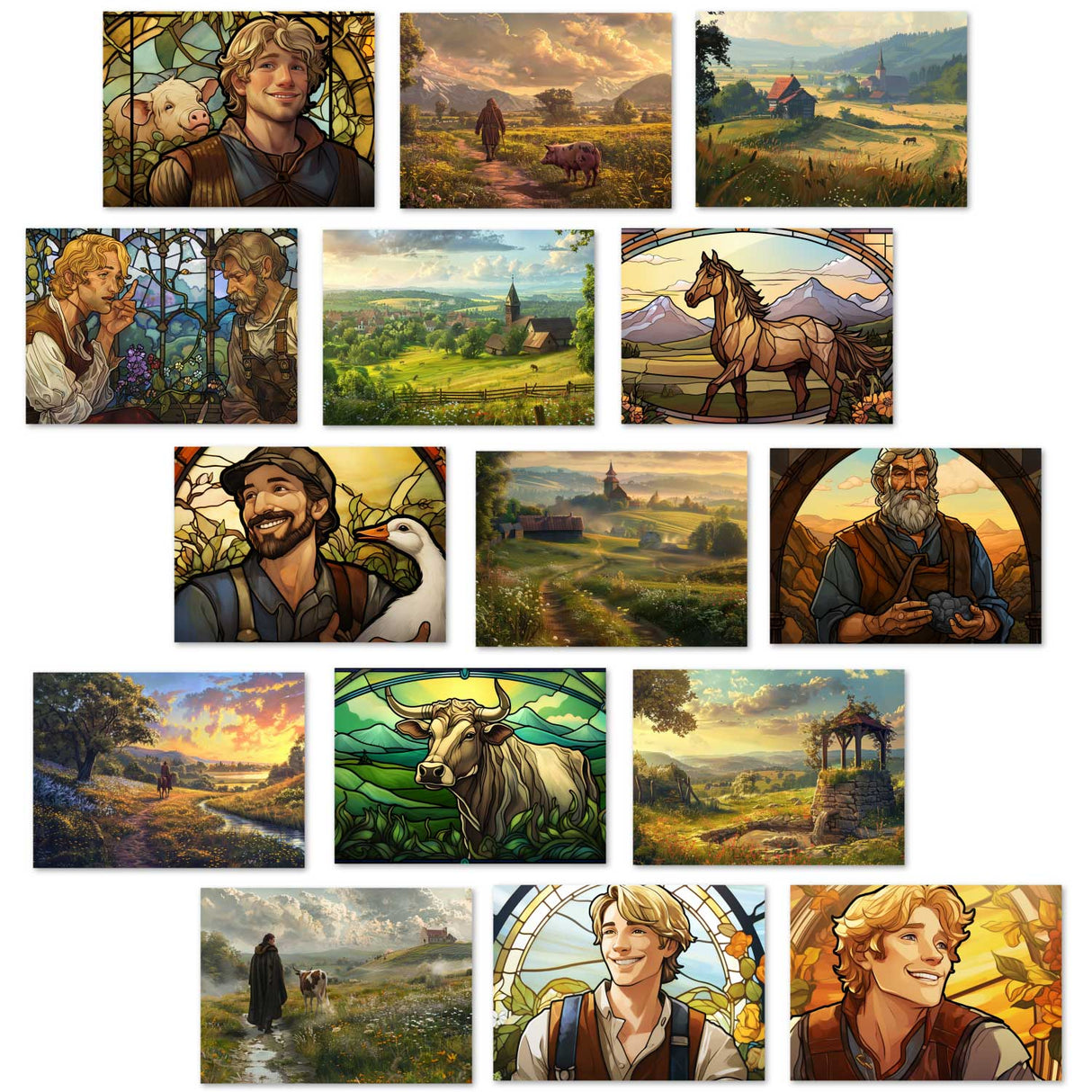 Hans im Glück Karten Set A6 (15 Cards) Illustriertes Märchen I von den Brüdern Grimm im Original I Vintage Karten