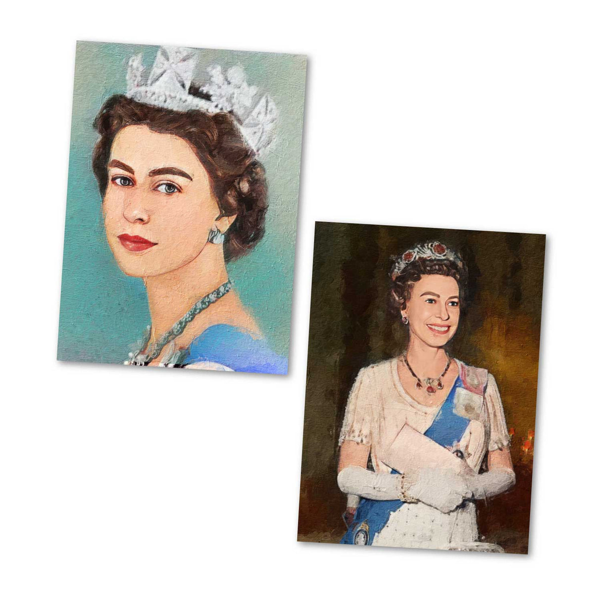 Postkarten A6 Set (8 Cards) Queen Elisabeth II Prince Philip I digital Painting I Royal Family I Queen Jubiläum