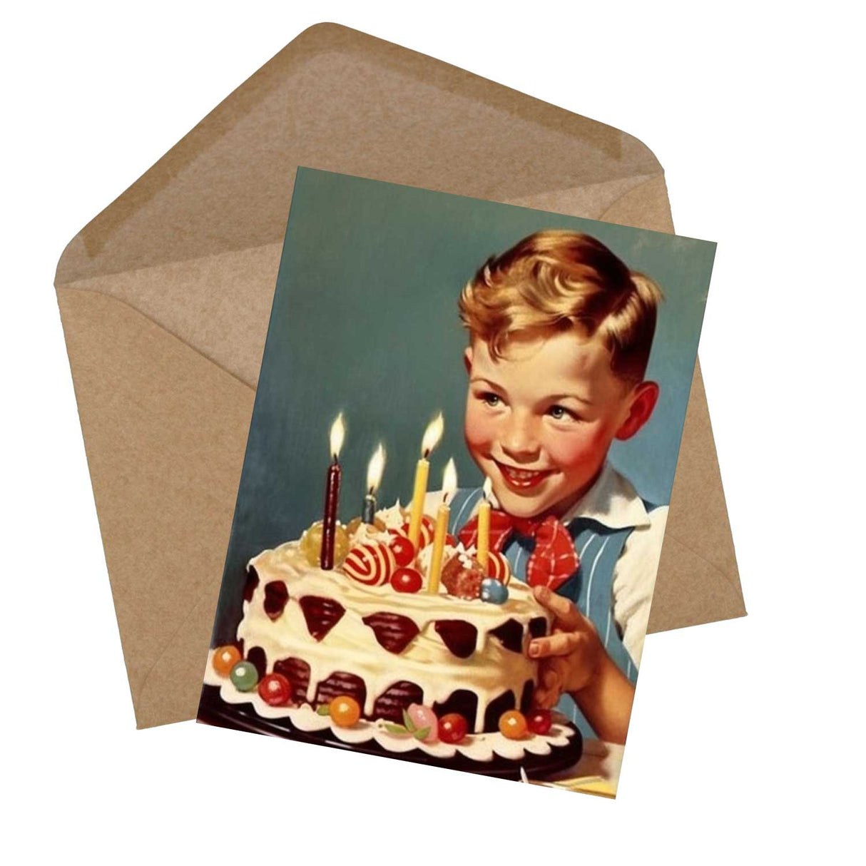 Vintage 50 Style Geburtstagskarten - Grußkarten Set (10 Karten) | Acryl Look im 50s Style | Postkarte oder Klappkarte | Acyrlmalerei