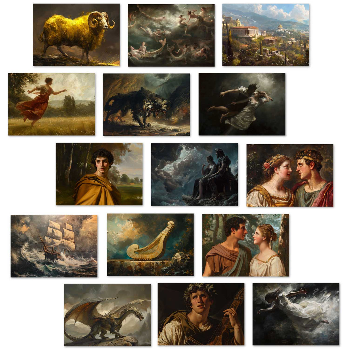 Antike Griechische Mythologie - Orpheus als Kartenset VOL 1 (15 Karten) | Mythologische Karten der Götter | Geschenk | Postkarte Klappkarte