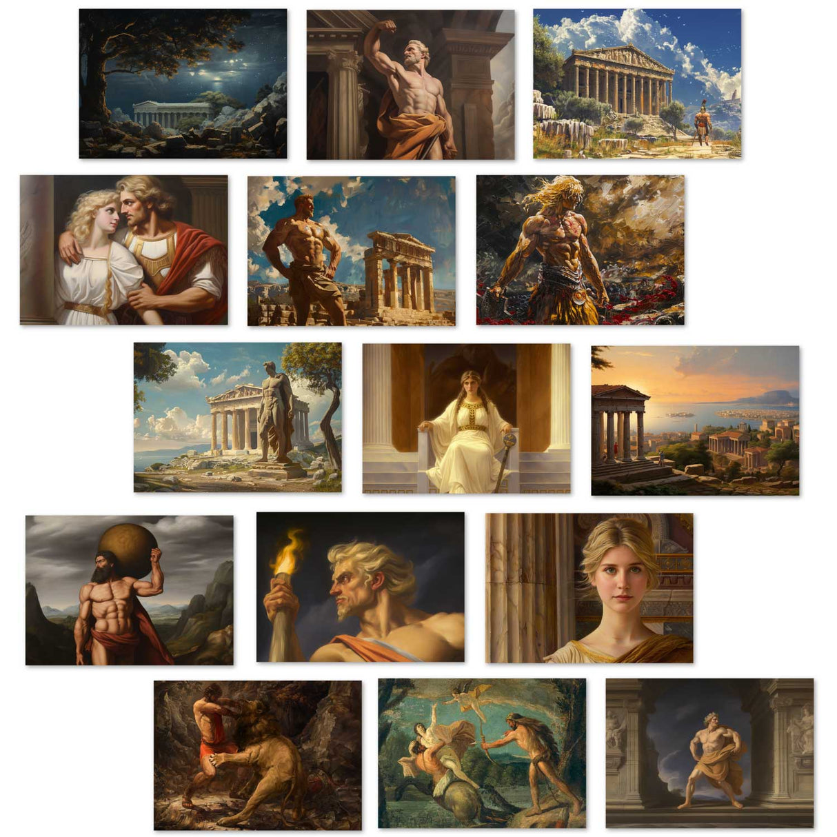 Antike Griechische Mythologie - Herakles - Herkules als Kartenset VOL 1 (15 Karten) | Karten der Götter | Geschenk | Postkarte Klappkarte