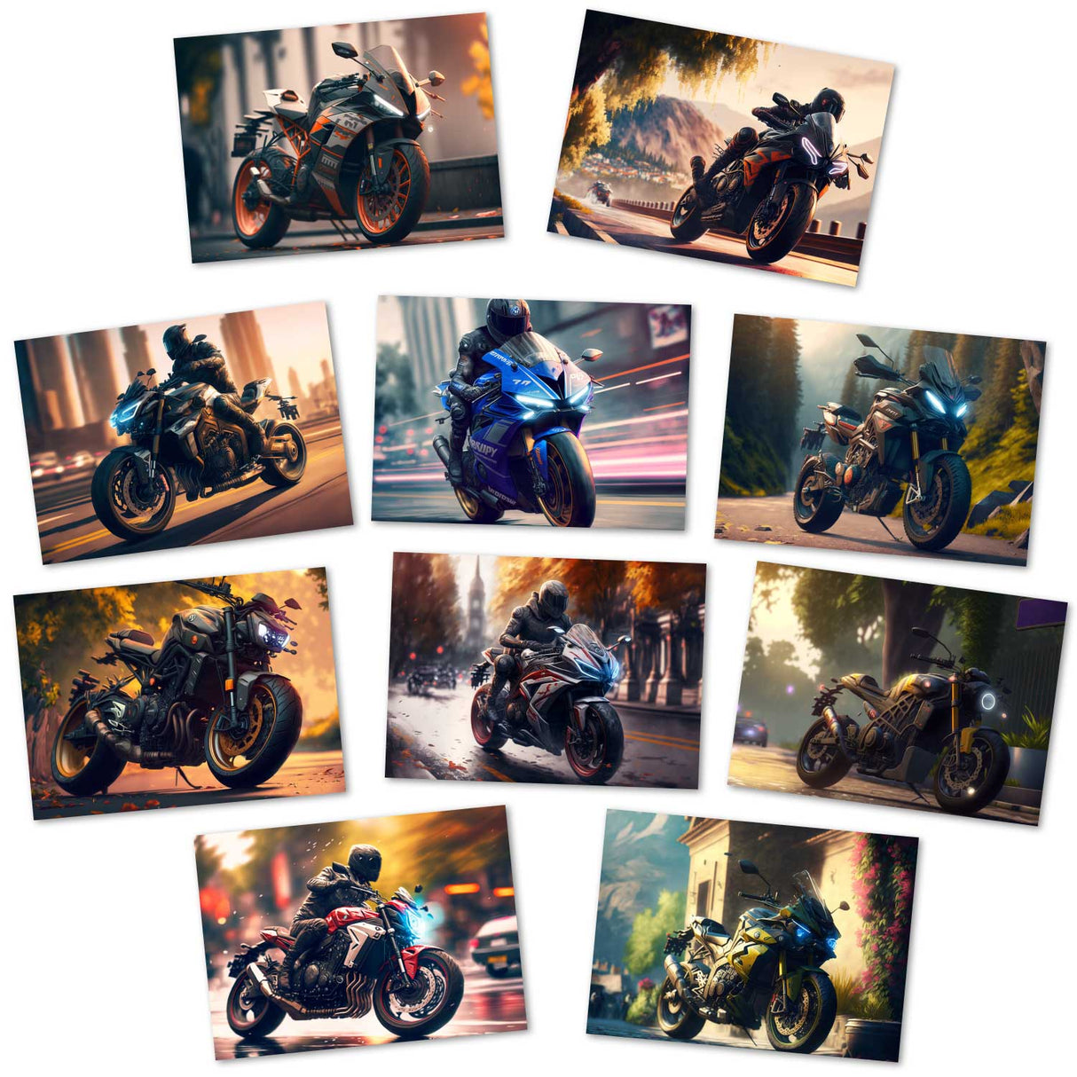 Die schönsten Autos als Grußkarten im Set (10 Karten) | Kunstvolle Motivkarten Autos | Cars, Mercedes, Ford