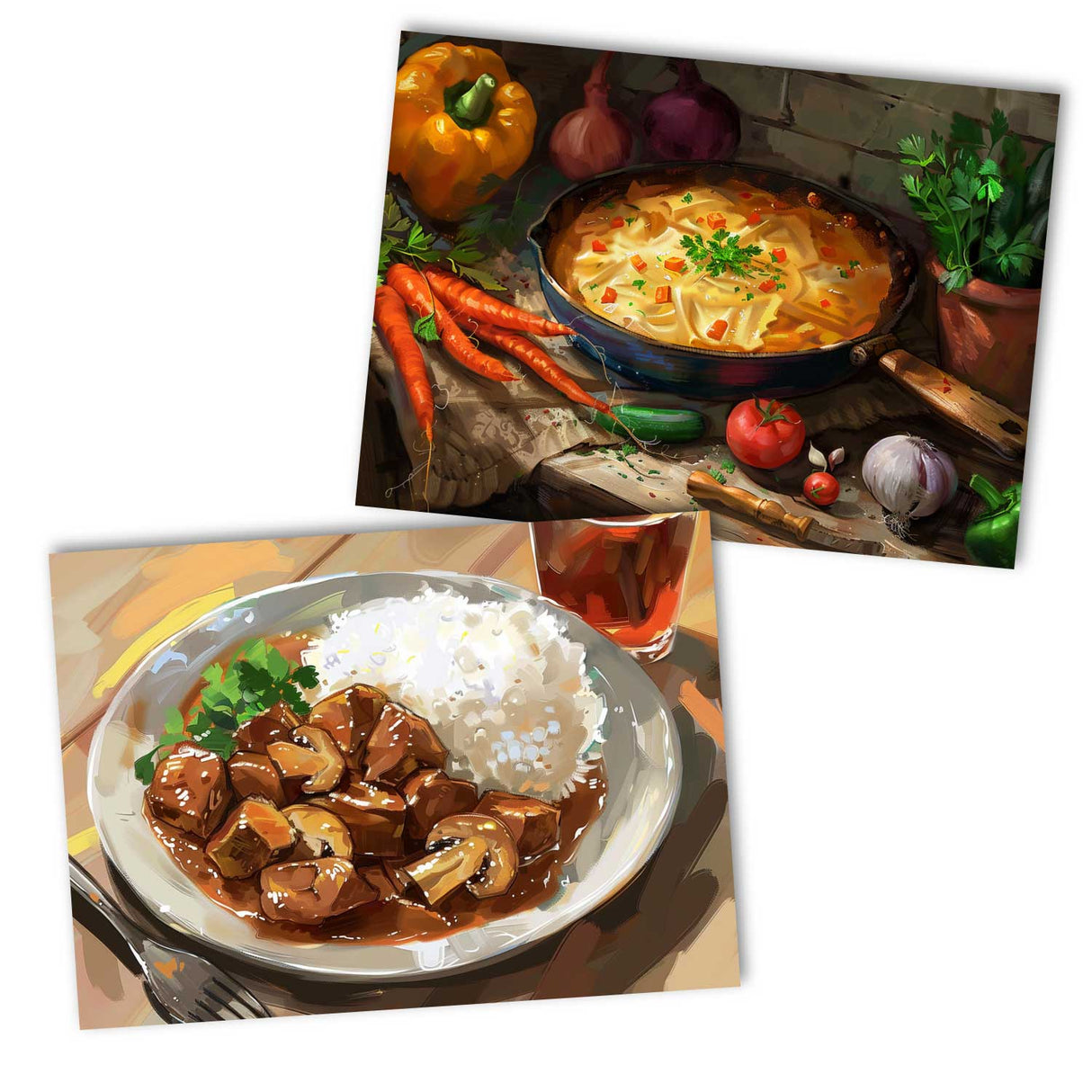 Leckere Gerichte und Rezeptkarten; Postkarten A6 Set (10 Cards) Gerichte Speisen Vorschläge I Kunstvolle Stillleben Mahlzeiten