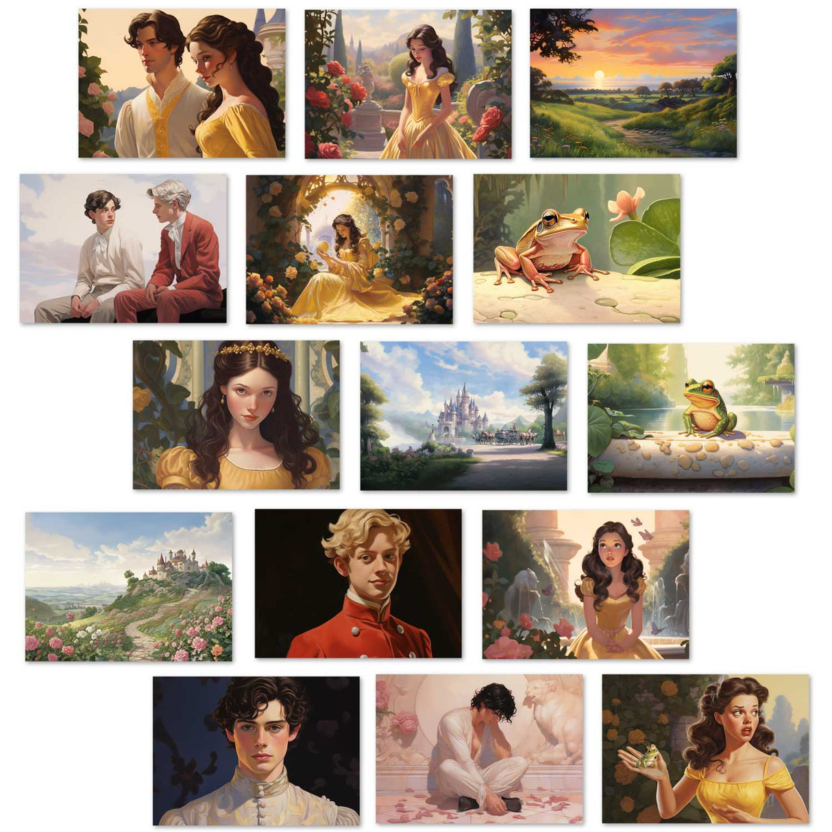 Der Froschkönig Karten Set A6 (15 Cards) Illustrierte Märchen im Painting Still I von den Brüdern Grimm im Original als kunstvolles Set