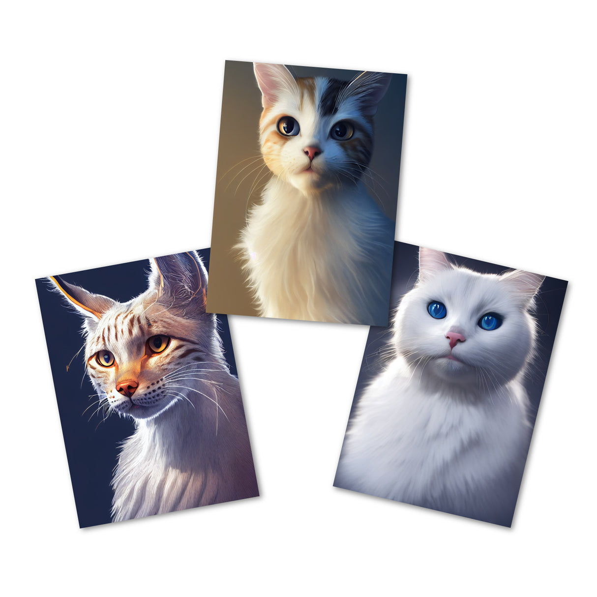 Postkarten A6 Set (15 Cards) Süße Katzen in verschiedenen Rassen Portraits I digital Painting