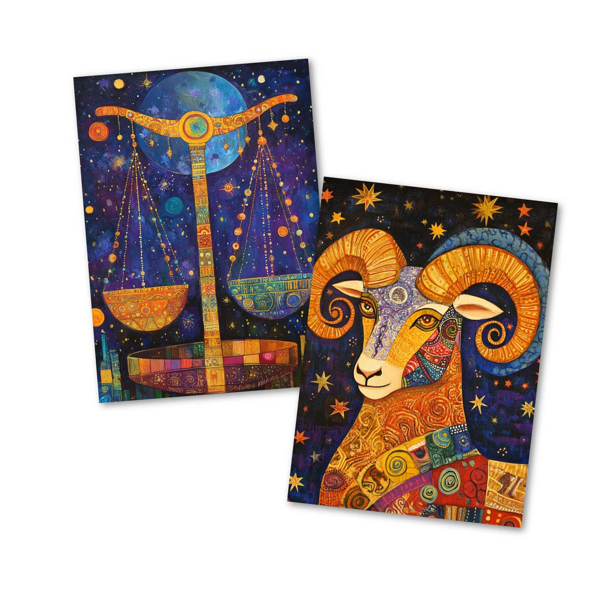 Sternzeichen- im Cutout Stil (12 Karten) Grußkarten, Klappkarten und Postkarten mit zauberhaften Sternzeichen-Motiven