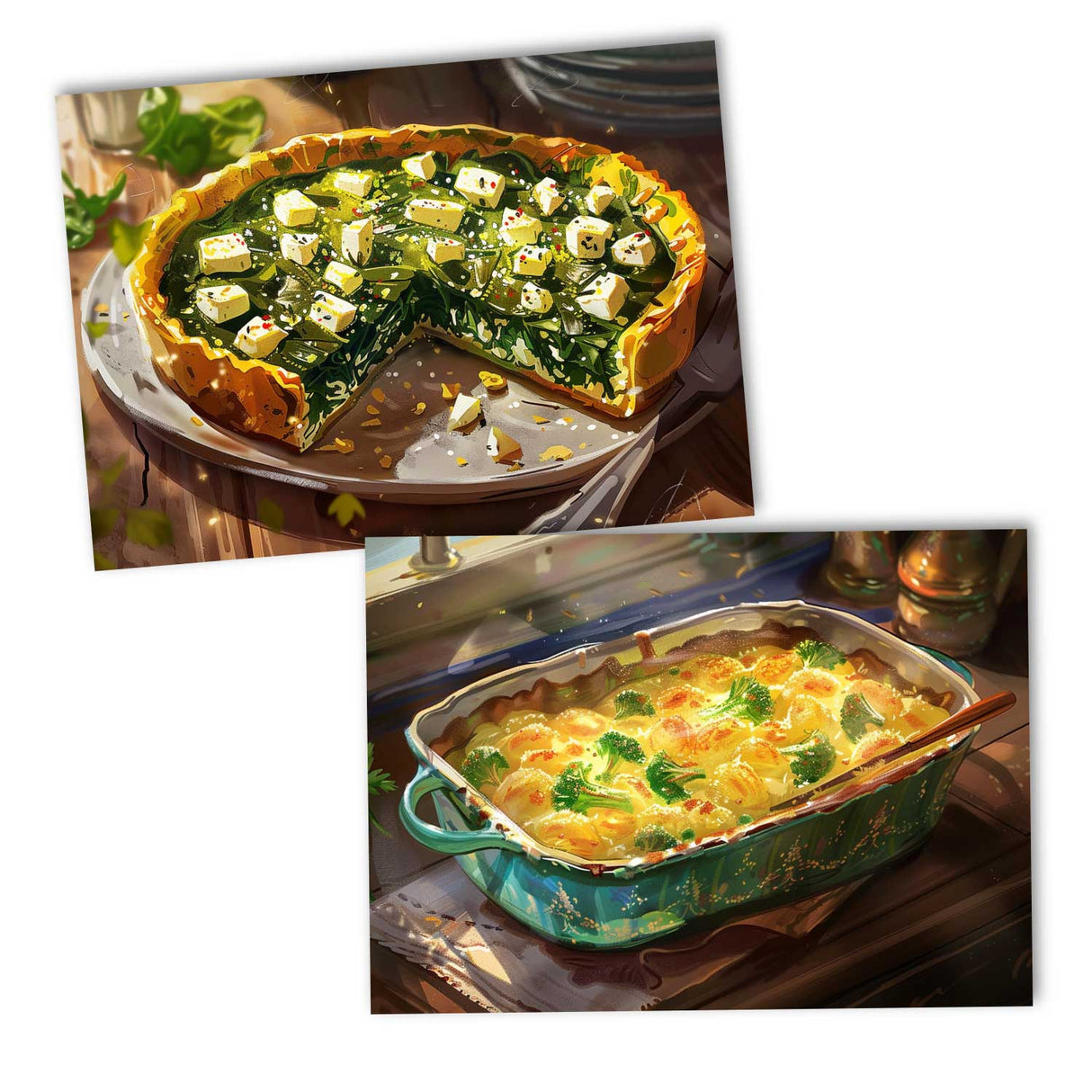 Leckere Gerichte und Rezeptkarten; Postkarten A6 Set (10 Cards) Gerichte Speisen Vorschläge I Kunstvolle Stillleben Mahlzeiten